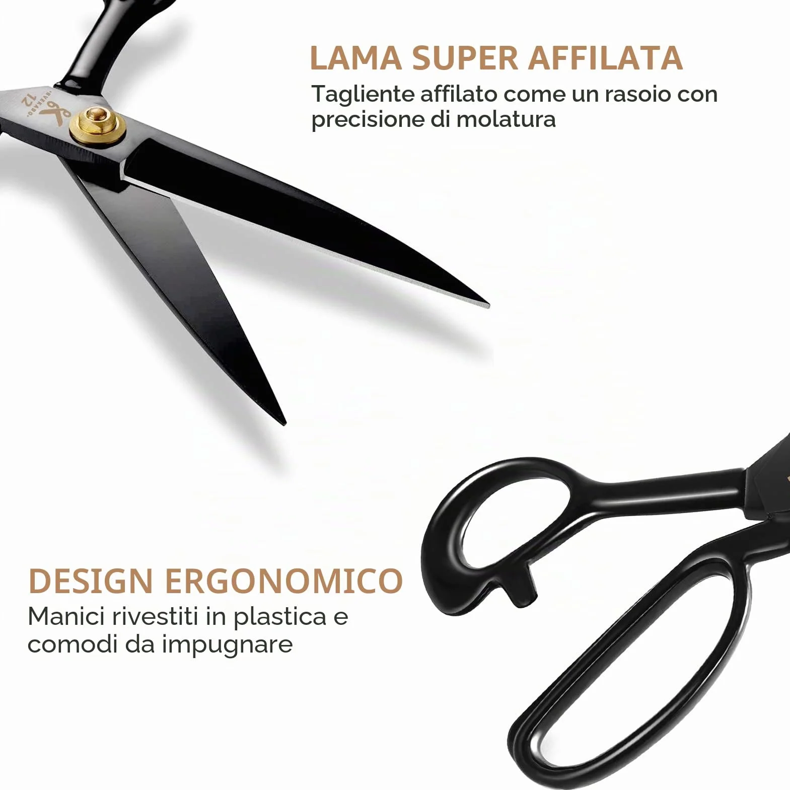 Forbici da sartoria professionali 30,5 cm acciaio al carbonio robuste affilate nero