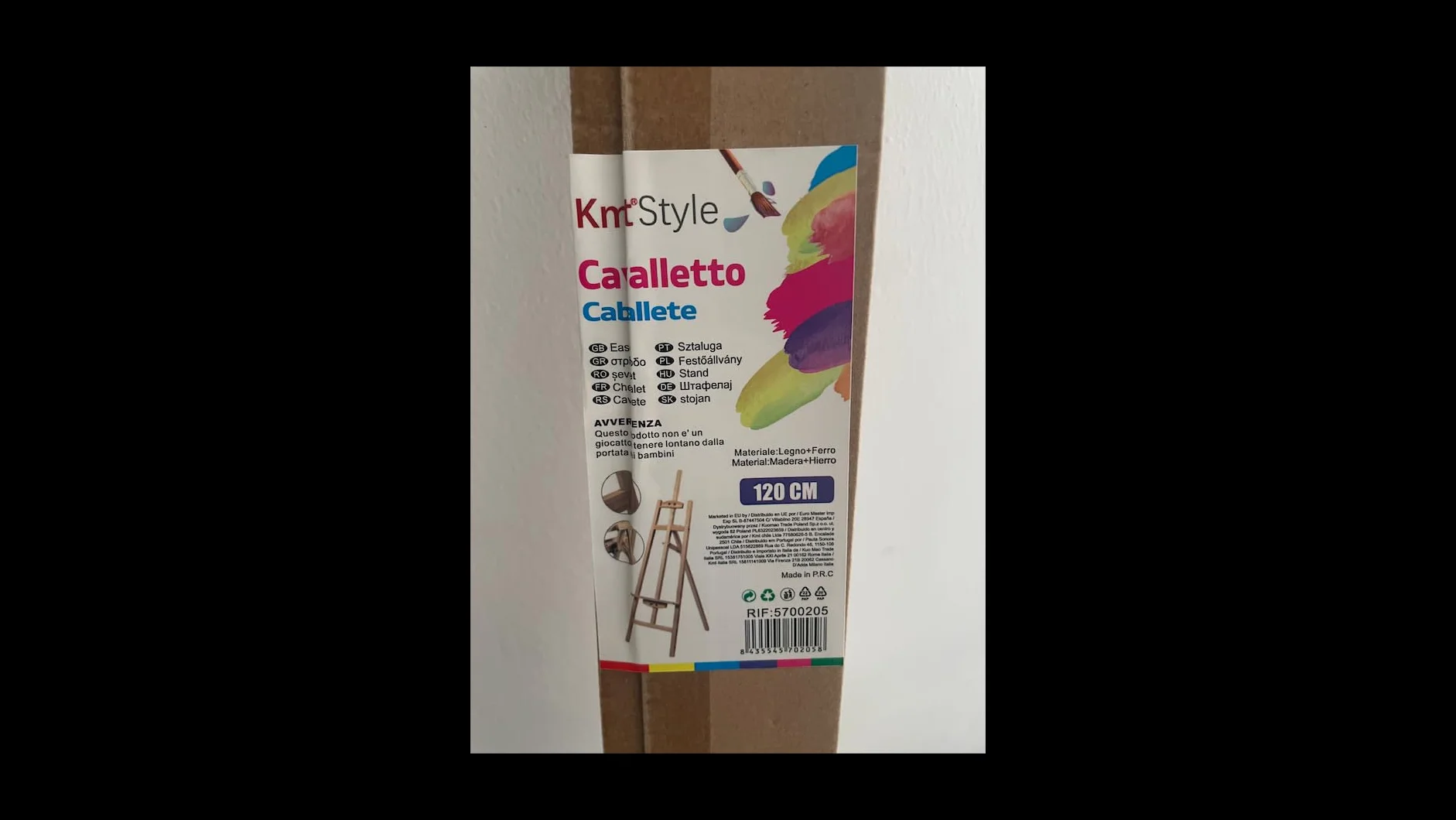 Cavalletto in Legno di Abete 120 cm Treppiede da Esposizione per Quadri e Poster
