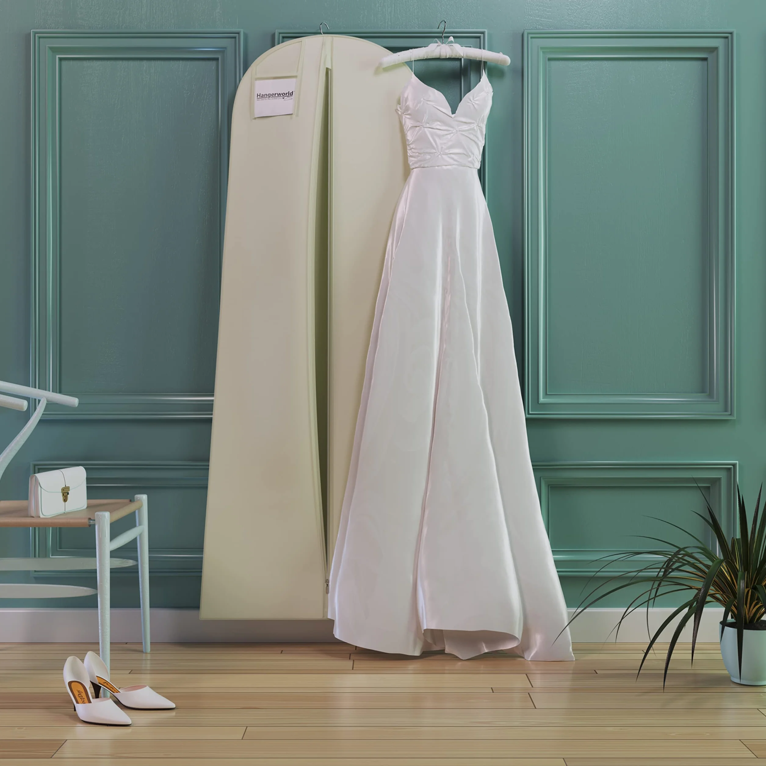 Hangerworld Custodia Porta Abito da Sposa 183cm Traspirante Bianco Avorio con Cerniera Lampo