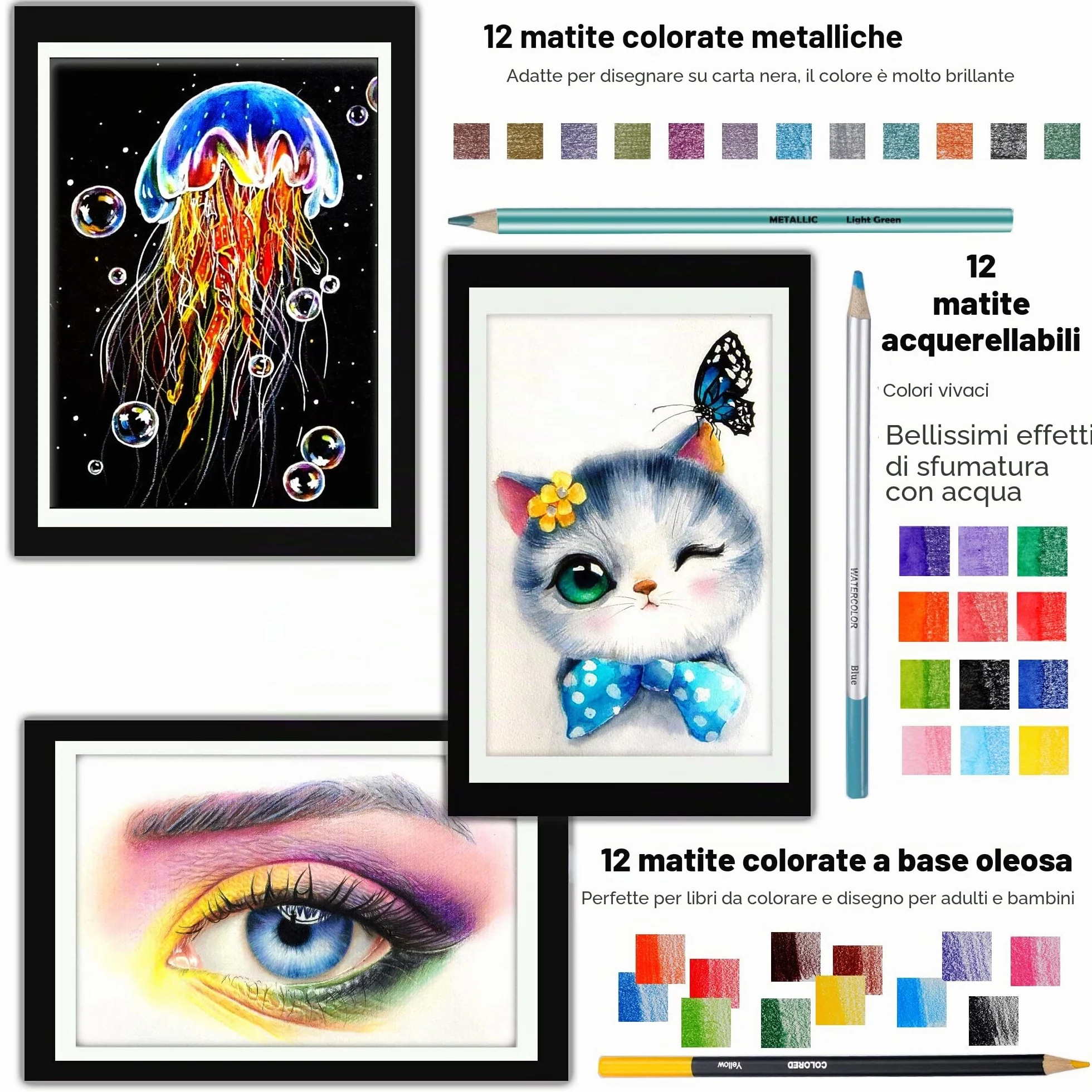 KALOUR Kit da Disegno e Schizzo 84 Pezzi, Forniture Professionali per Artisti con Blocco da Disegno, Comprende Tutorial, Matite Colorate, Grafite, Carbone, Acquerello, Metalliche e Pastello