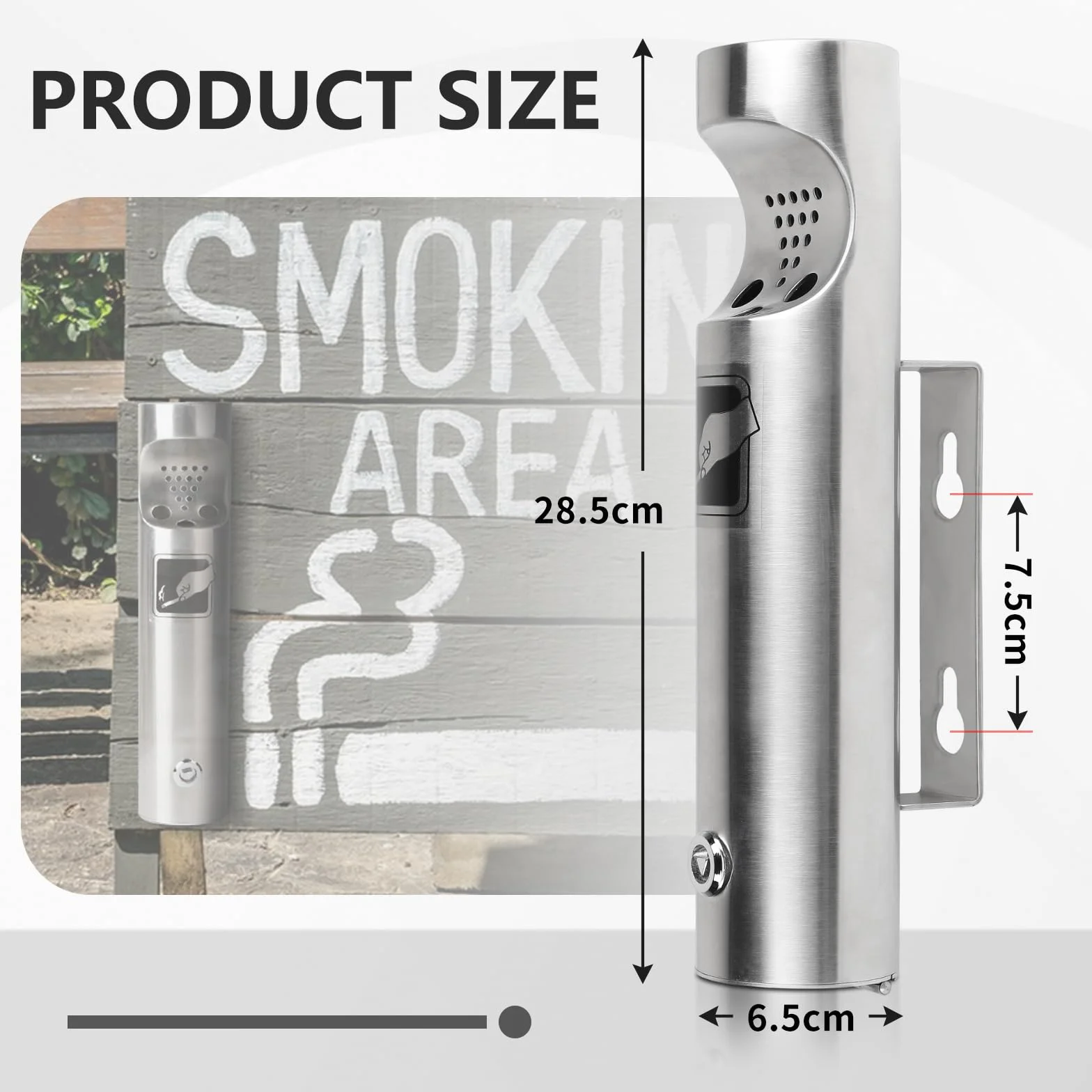CPROSP Posacenere da Muro Esterni 28.5 x 6.5 cm, Acciaio Inox per Esterno