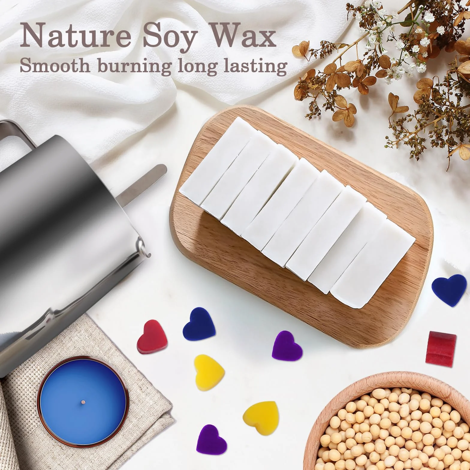 Kit Fabbricazione Candele 9 Candele Natale, DIY Set Regalo Cera Soia 480g, Oli Essenziali