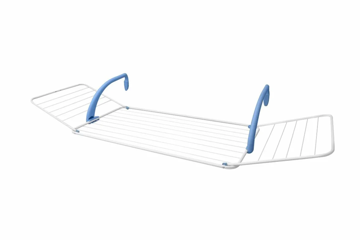 GIMI Brezza 200, Stendibiancheria Estensibile da Balcone, in Acciaio e Resina, Con ali resistenti e ripiegabili, fino a 18 m di stenditura, Manici robusti, dimensioni 180x55x28 cm