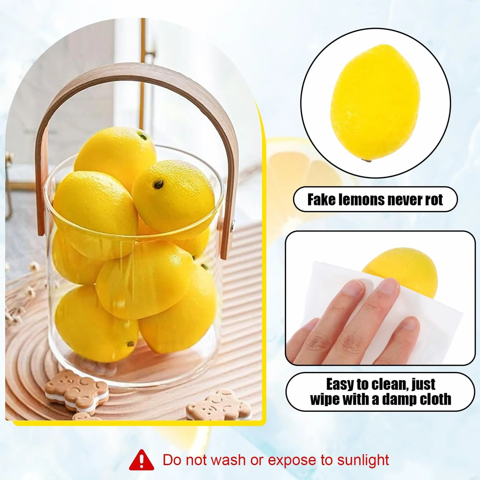 Finti Limone Artificiale Giallo Frutta Finta Decorazione Domestica Festa Ghirlanda Natalizia