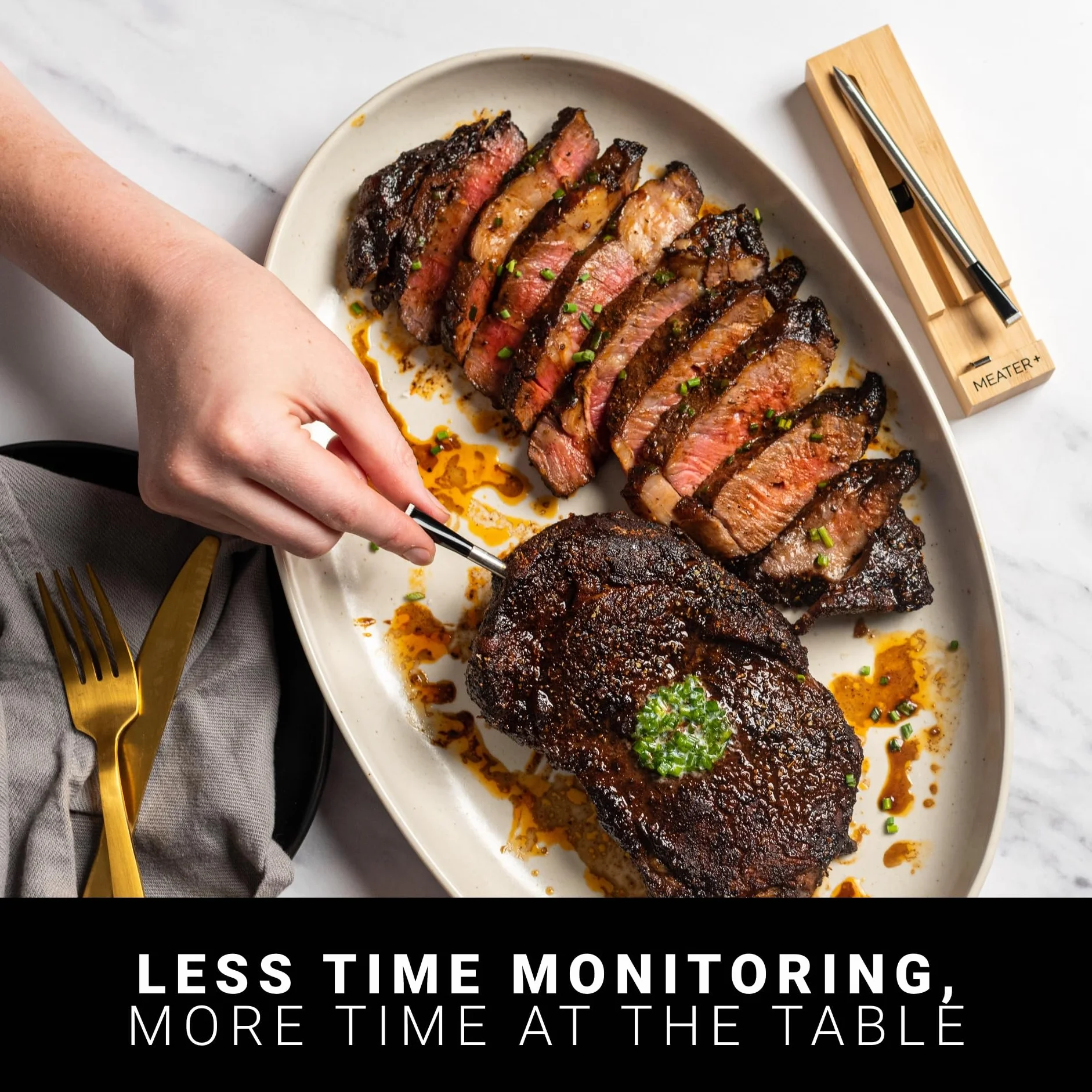 MEATER Plus Termometro Bluetooth Senza Fili 50 Metri Sonda Per Forno Grigliate Barbecue App Italiano iPhone Android