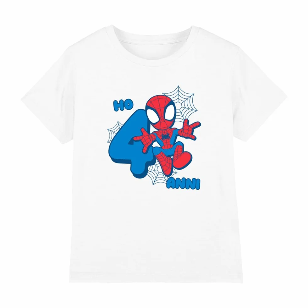 Marvel Spider-Man Cute Spidey 4 Anni White T-Shirt Unisex Bambini Ragazzi