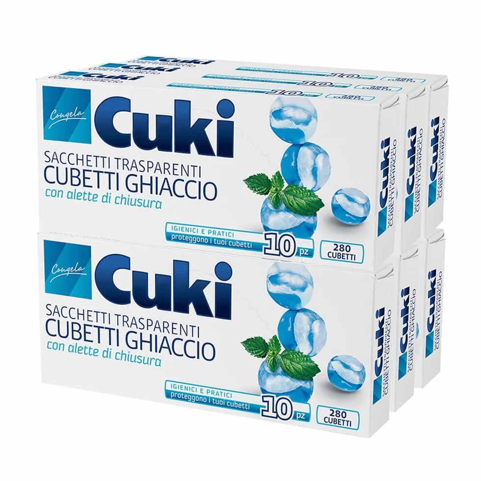 Cuki Sacchetti Ghiaccio 280 Cubetti 6 Confezione Plastica