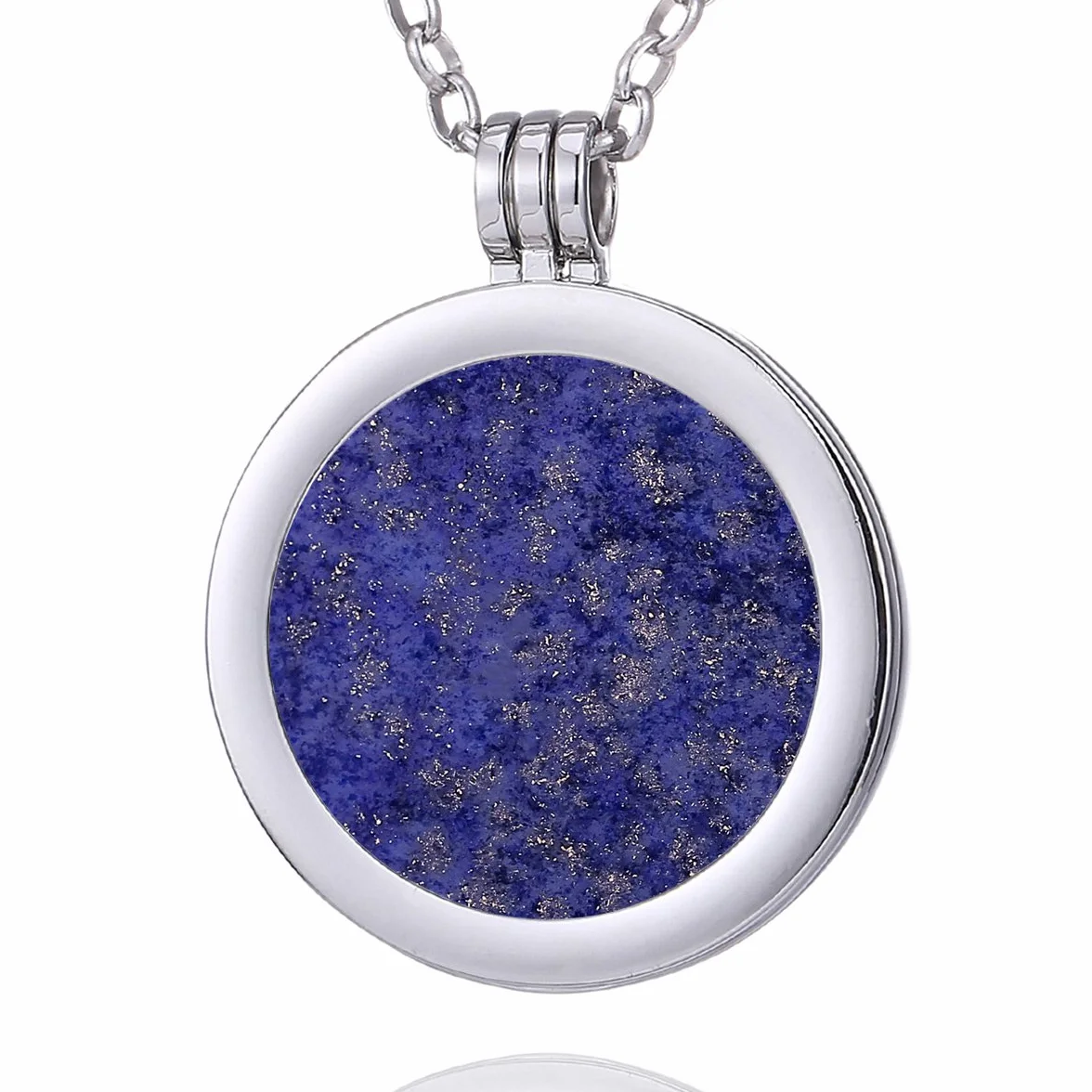 Morella Collana Donna Acciaio Inossidabile 70 cm Ciondolo Chakra Rotondo 33 mm Pietra preziosa