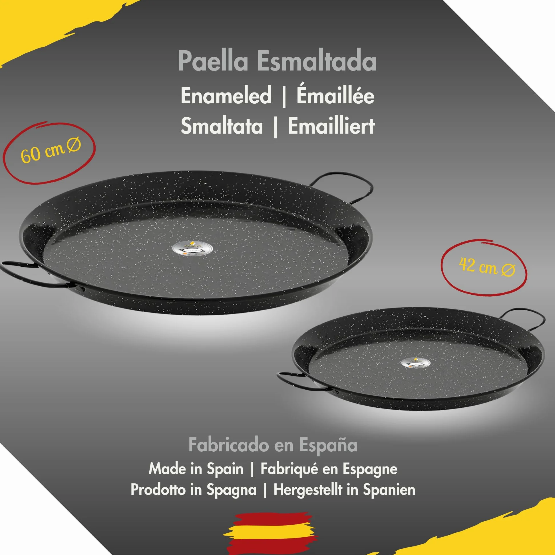 COMBOI Kit Bruciatore Paellero Gas Butano 50 cm Paellere Smaltate 60 cm + Regolatore di Gas Tubo Supporto Gambe Rinforzato Livello Grembiule Libro di Ricette Digitale