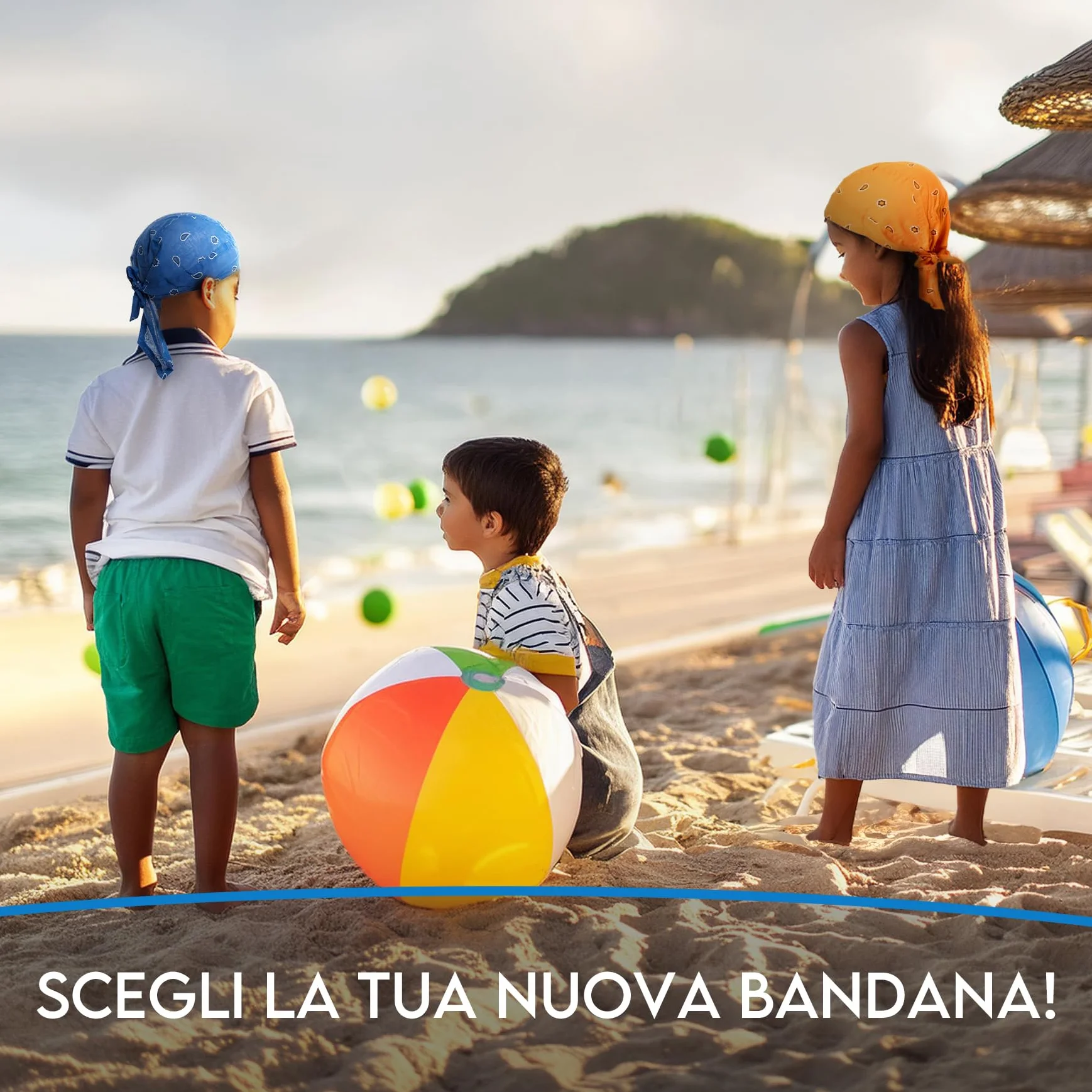 Bandana Bambino 100% Cotone Estivo Protezione Solare Taglia Unica 50-54 cm