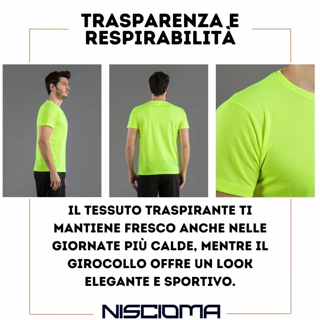 T-Shirt Sportiva Uomo Traspirante Leggera Comoda Maglia Calcio Tennis Padel