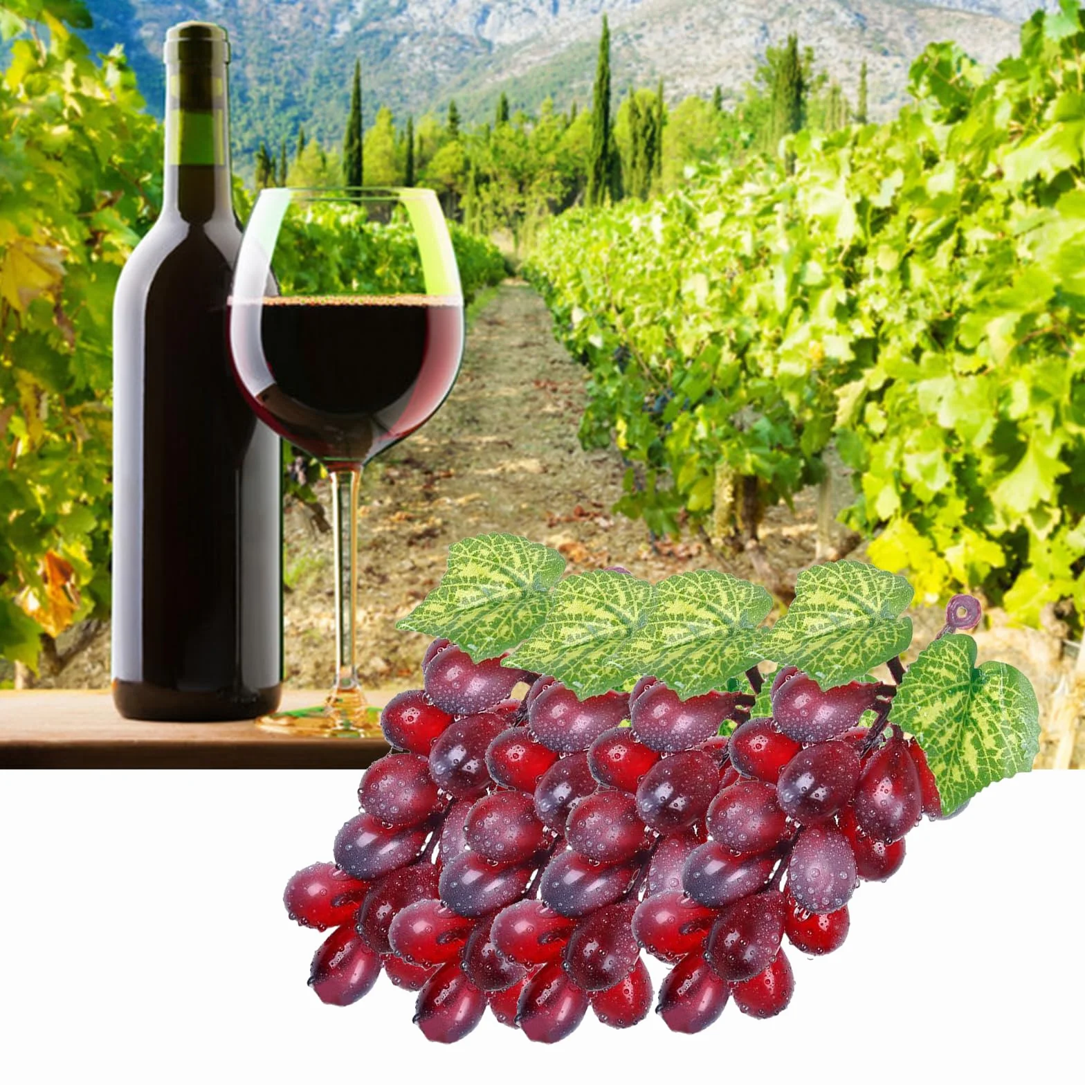 9 Pezzi Uva Grappoli Realistici Finta Frutta Artificiale per Decorazione Vino