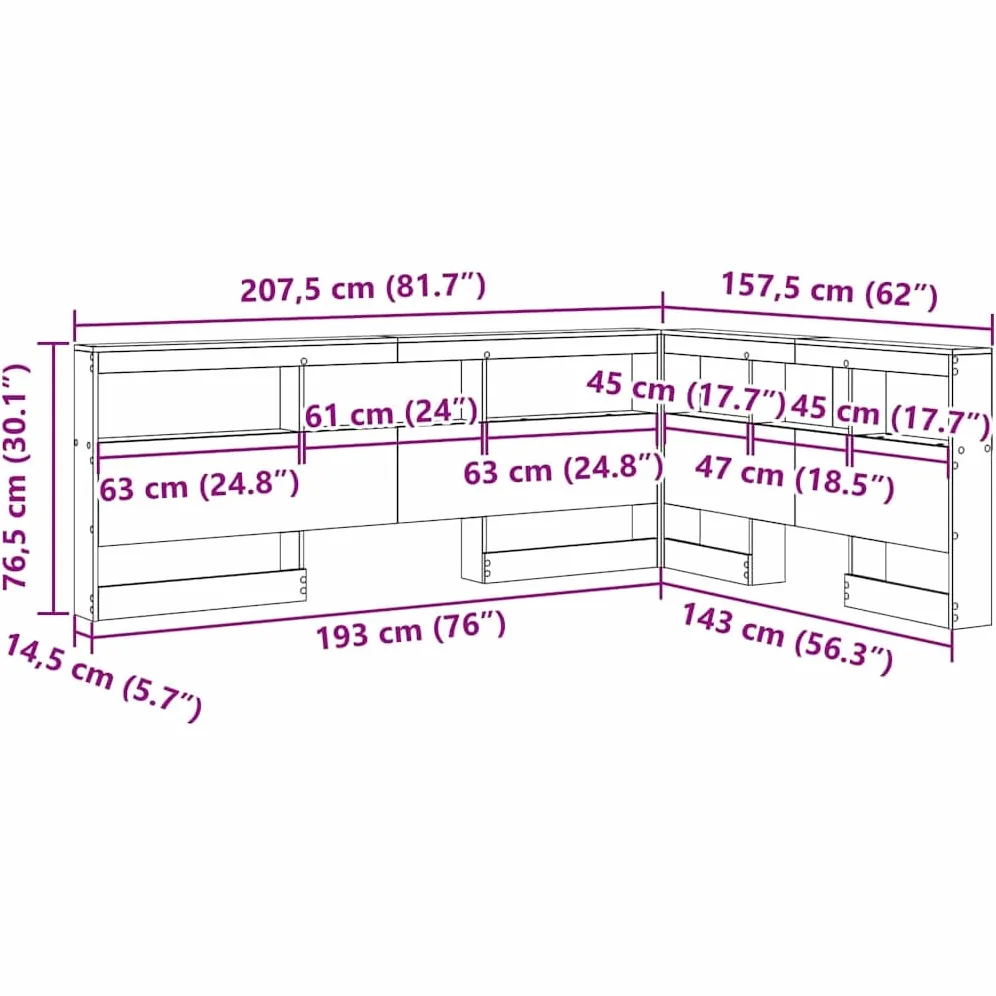 vidaXL Testata Contenitore Rovere Sonoma 140 cm Legno Multistrato, Mobile per Camera, Testata Rettangolare, soluzioni salvaspazio, Organizer Funzionale, Stile Minimalista