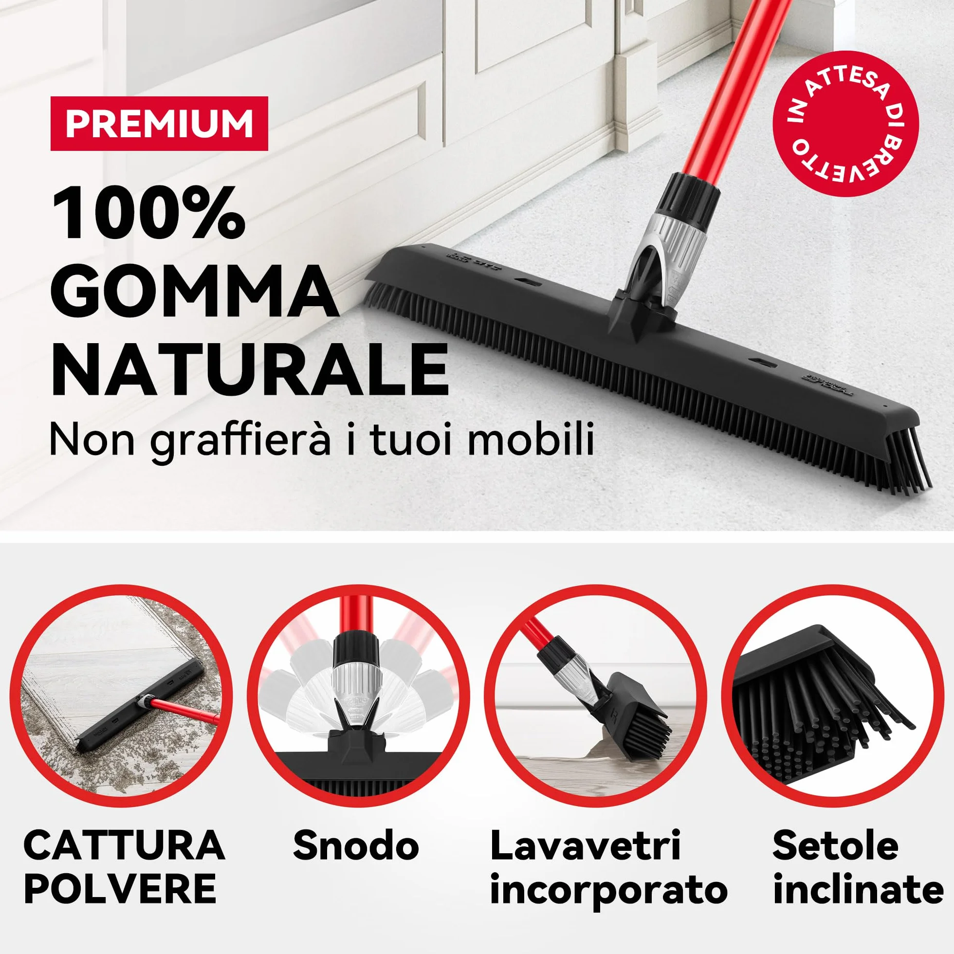 Tyroler 2 in 1 Tira Acqua e Scopa in Gomma 41 cm Acciaio Inox Antiruggine