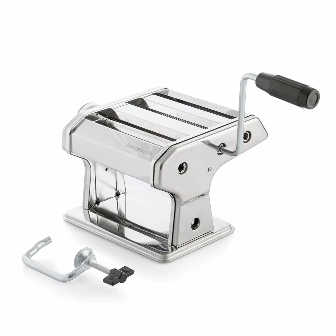 InnovaGoods Macchina per Pasta Fresca Manuale 3 in 1, Metallo, Grigio, 8 Livelli Regolabile