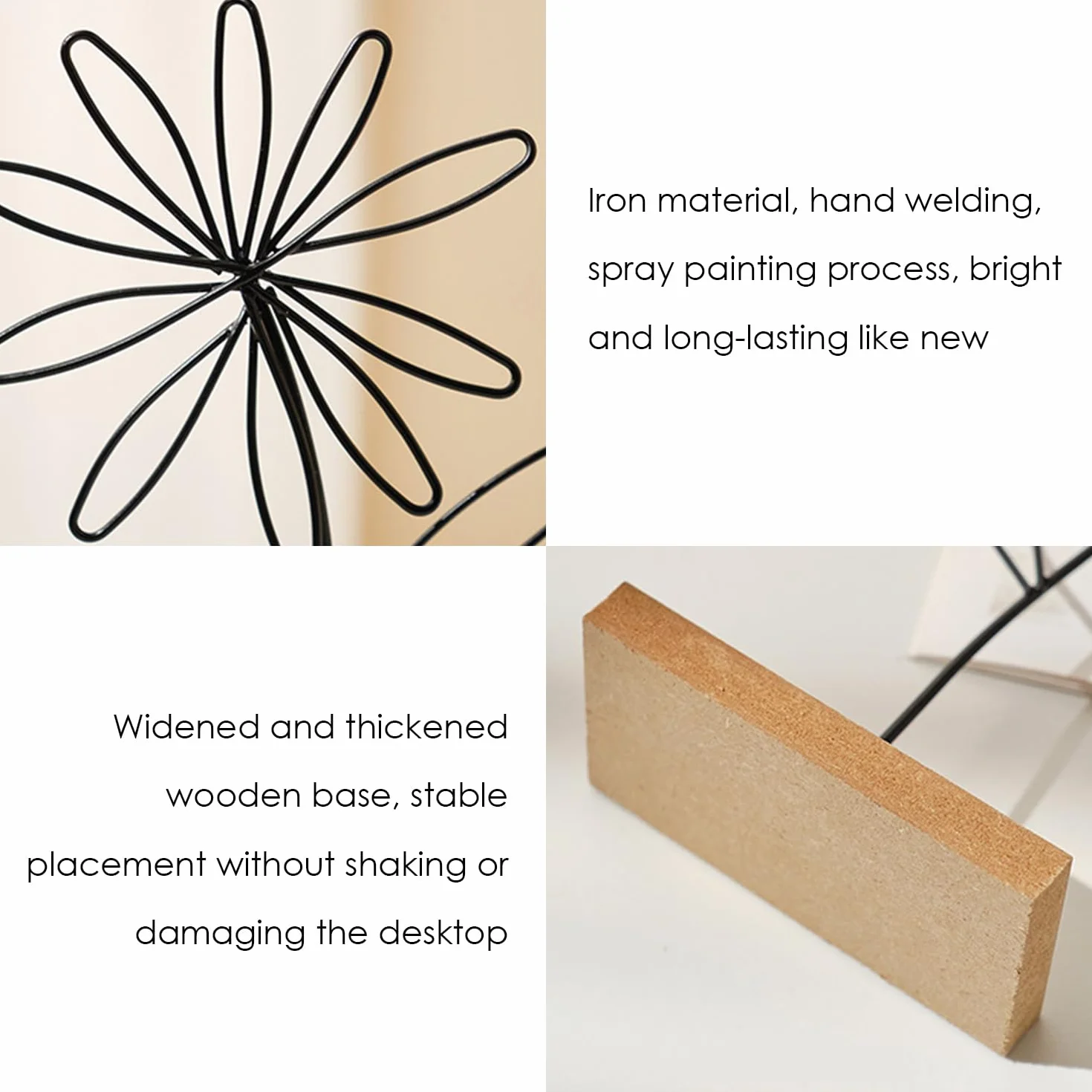 2 pezzi decorazione floreale in ferro battuto con pavimento in legno, semplice fiore in ferro battuto, adatto per camera da letto, soggiorno