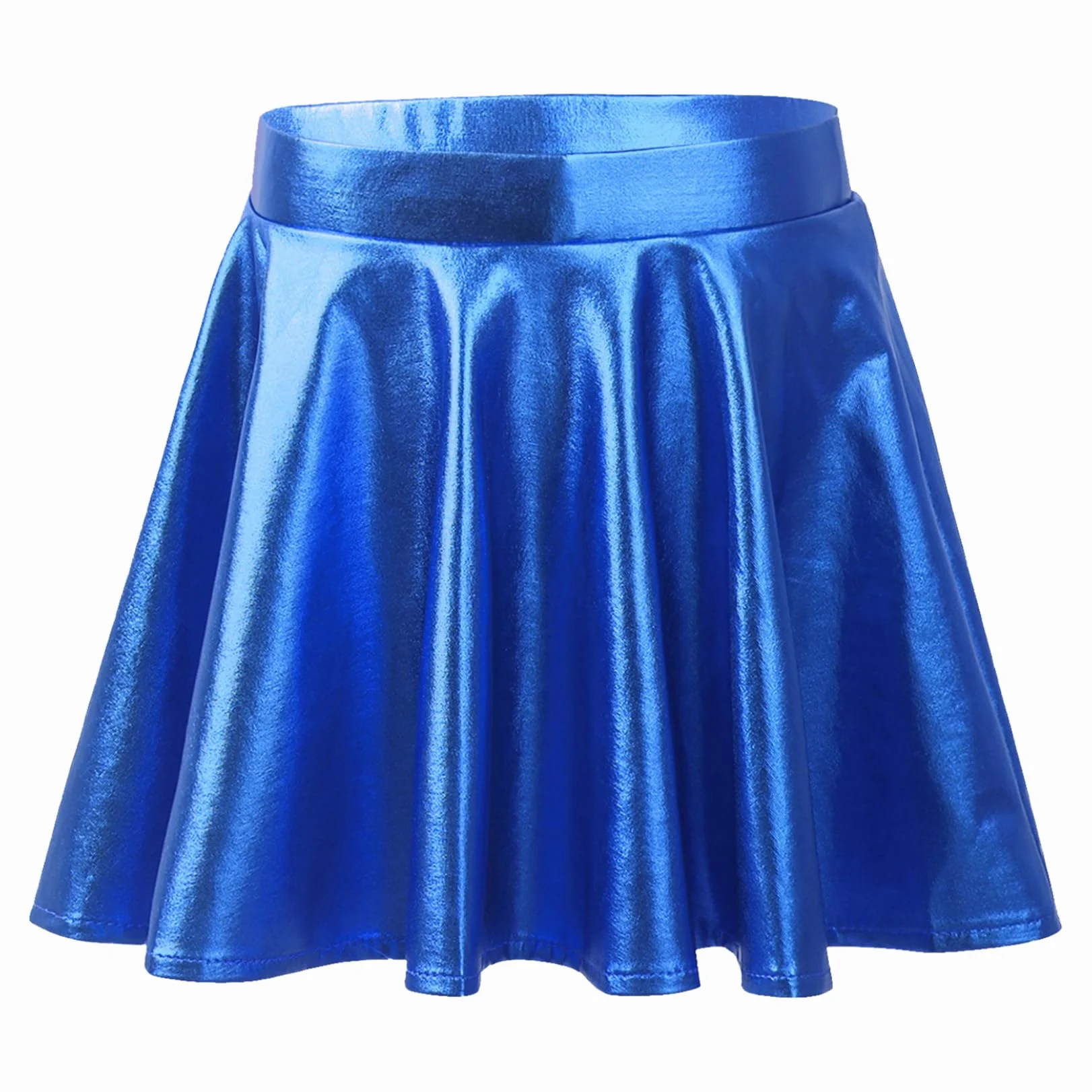 Bambine Ragazze Gonna Ballo Danza Aline Mini Pieghettata Svasata Metallo Lucido