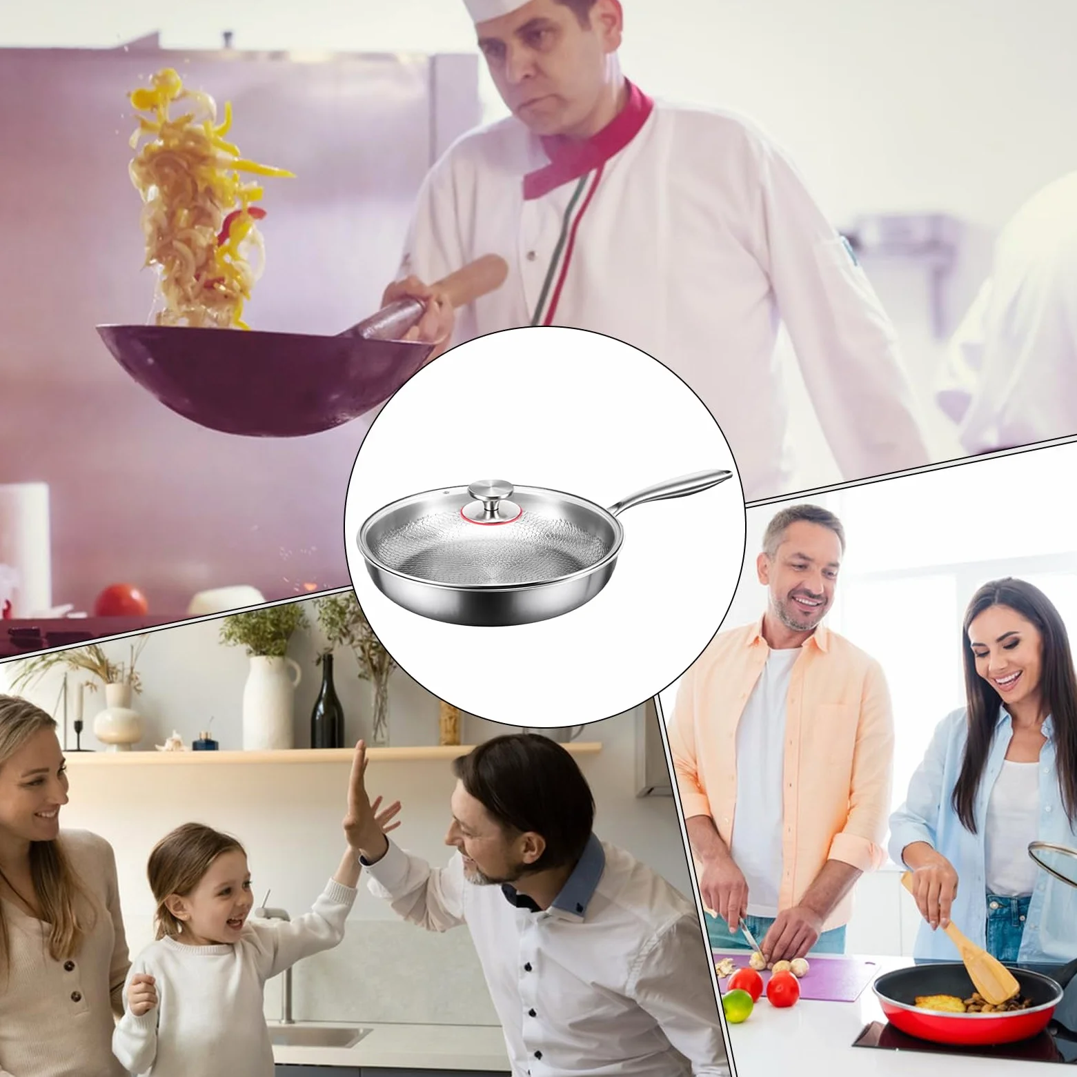 Generico Padella Tegame Multiuso Antigraffio | Tegame Per Induzione Con Coperchio Per Induzione, Fornello Elettrico, Campeggio, Cucina, Ristorante, Cottura Al Forno,