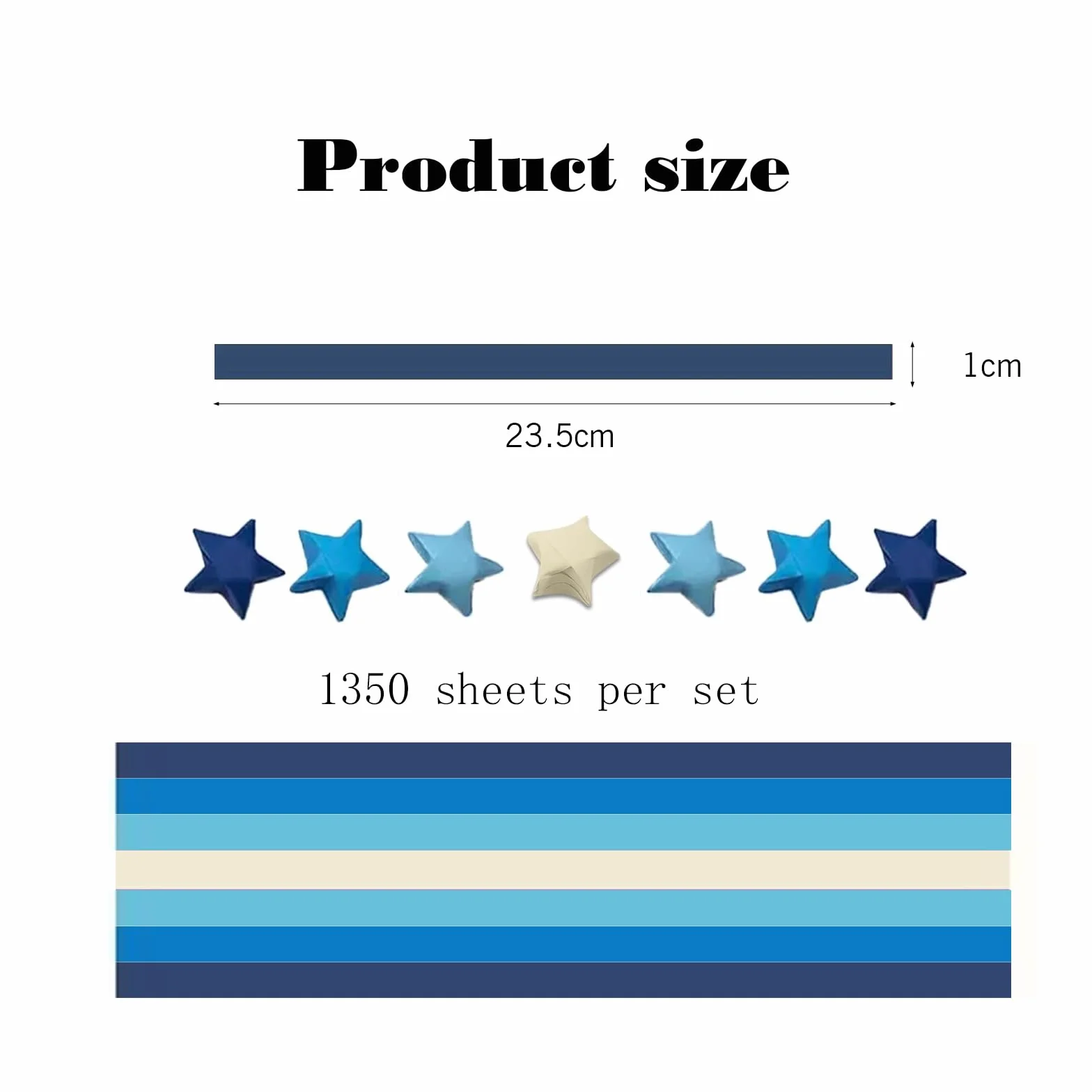 Set di 1350 strisce di carta a forma di stella, 7 costellazioni origami portafortuna blu