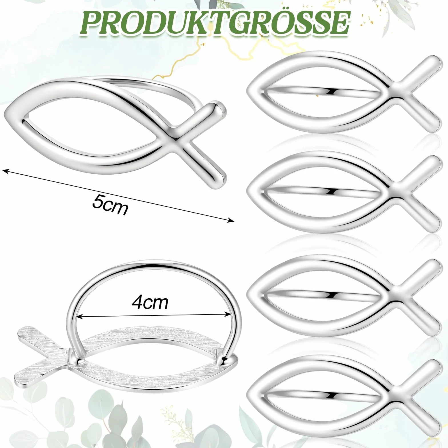12 pezzi portatovaglioli a forma di pesce, decorazione per la prima comunione, ragazzo, portatovaglioli in metallo, pesce, battesimo, decorazione da tavolo, cresima, decorazione per matrimonio, bel