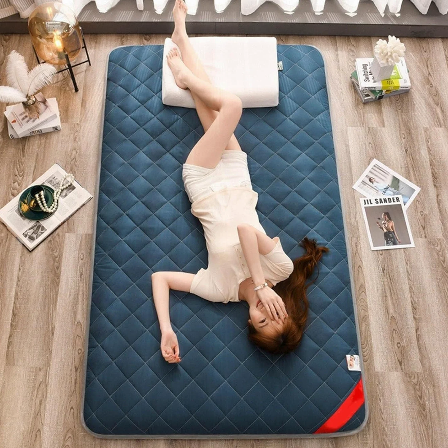 Materasso Futon, Futon Giapponese, Materasso Pieghevole Arrotolabile, Materassi Da Massaggio Thailandese Per Pavimento, Materasso Per Dormire, Materassi Da Campeggio Singoli E Matrimoniali(150 x 200cm