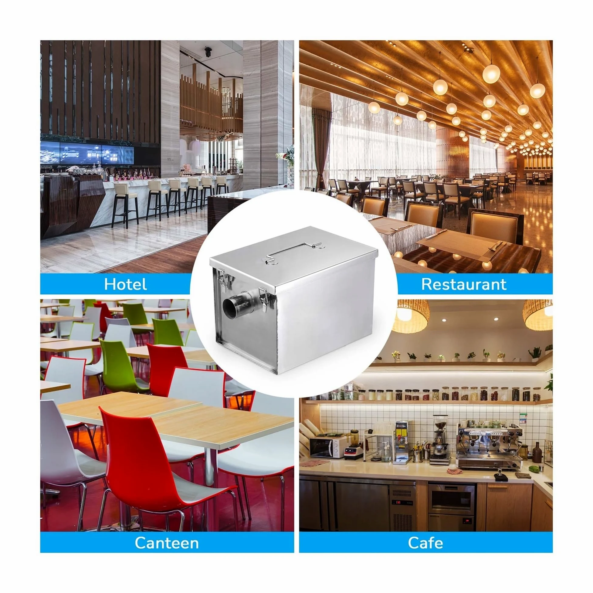 Trappola per Grassi, intercettatore di Grassi, 8 Lbs Commercial Grease Trap Interceptor in Acciaio Inossidabile 5GPM Restaurant Cafe per ristoranti, cucine domestiche