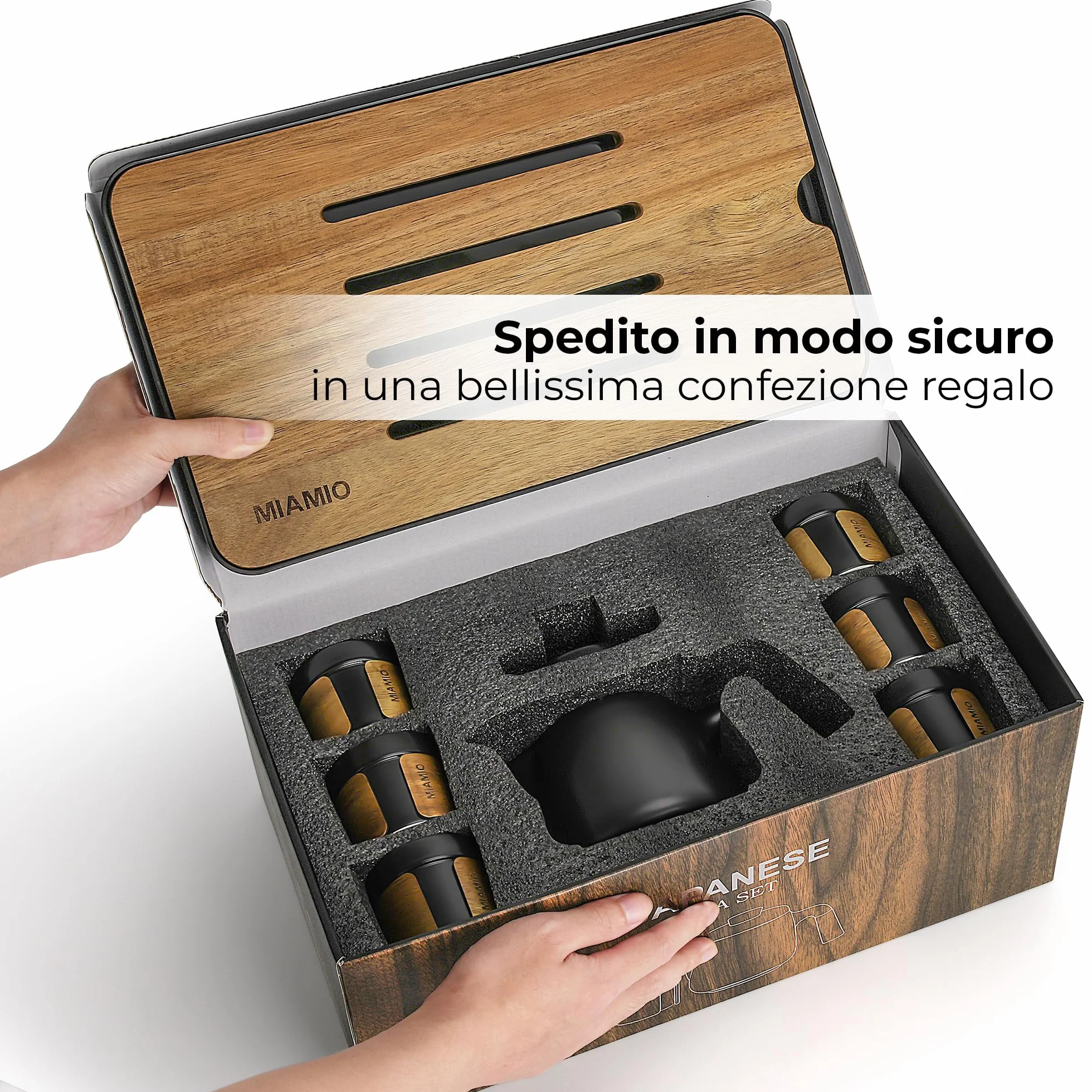 Set da tè giapponese 6 tazze 100 ml teiera 620 ml con infusore tradizionale Nero