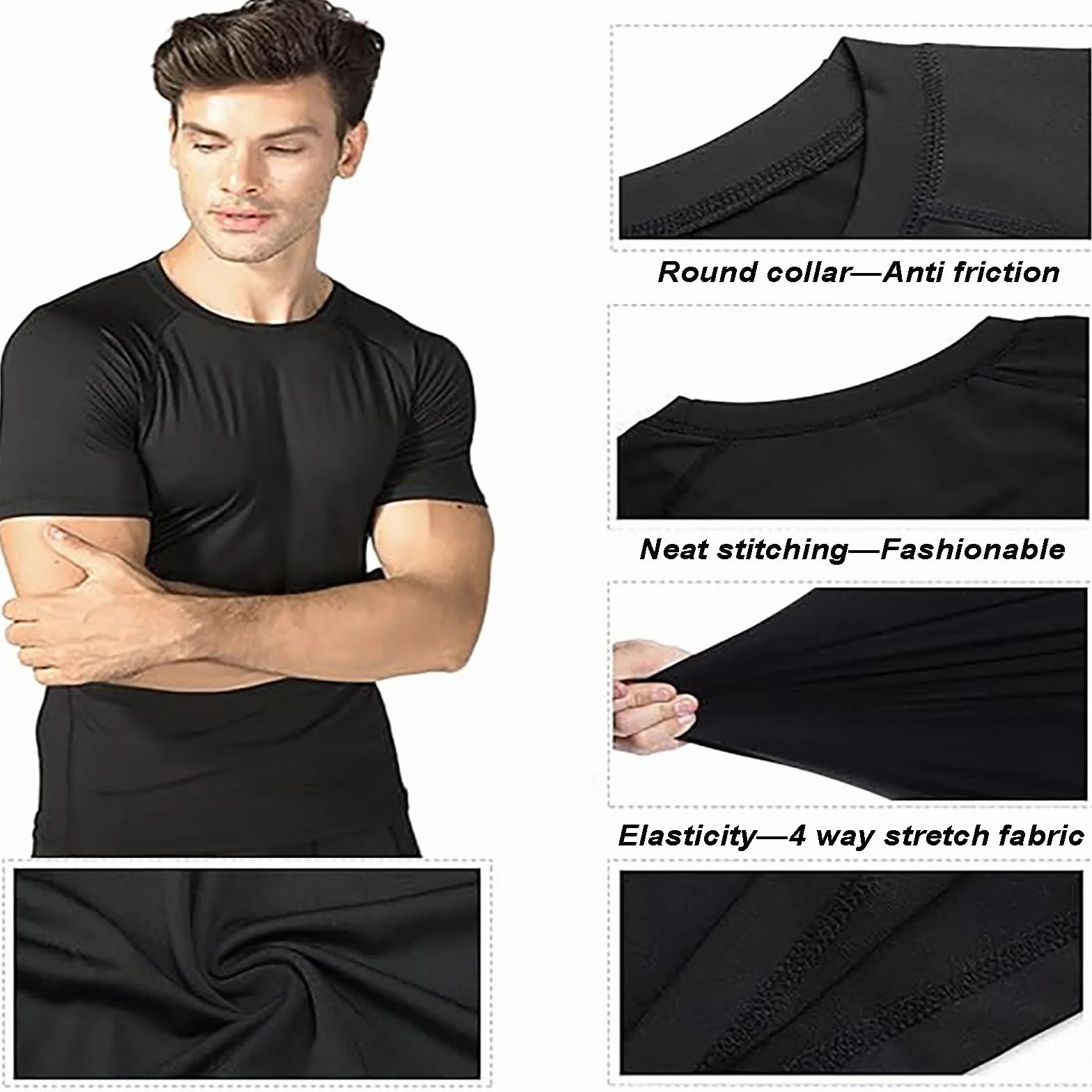 Maglietta Uomo Manica Corta Asciugatura Rapida Fitness T-Shirt Sport Corsa Palestra