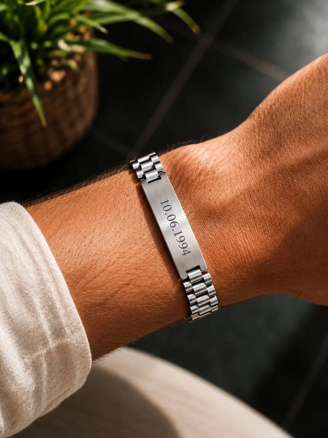 Bracciale Personalizzato Acciaio Inossidabile Uomo Donna Incisione Fronte Retro Nome Data Dedica Idea Regalo