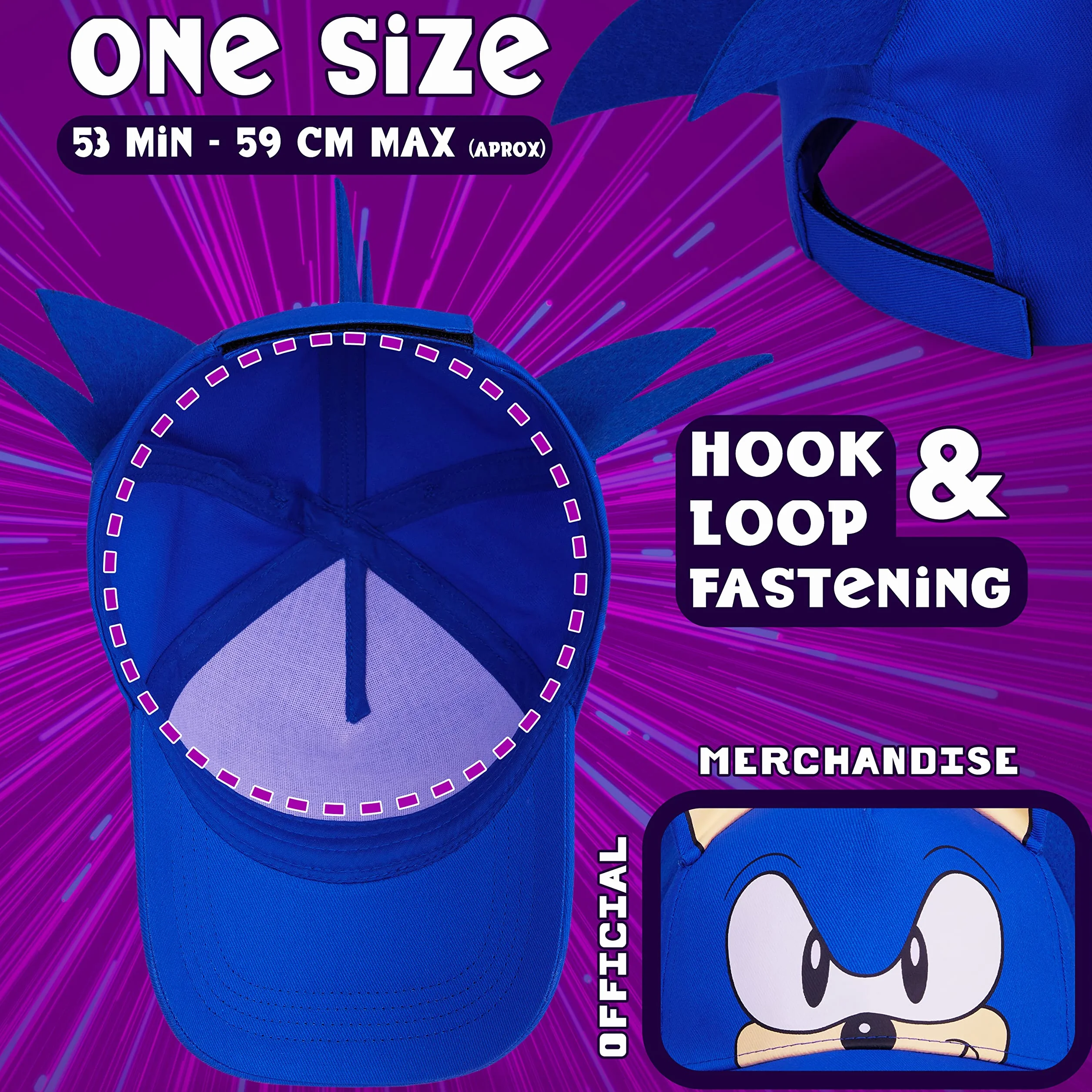 Sonic The Hedgehog Cappello Bambino 3D con Orecchie Cappello Baseball per Ragazzo Cappello con Visiera Regolabile Regali per Gamer