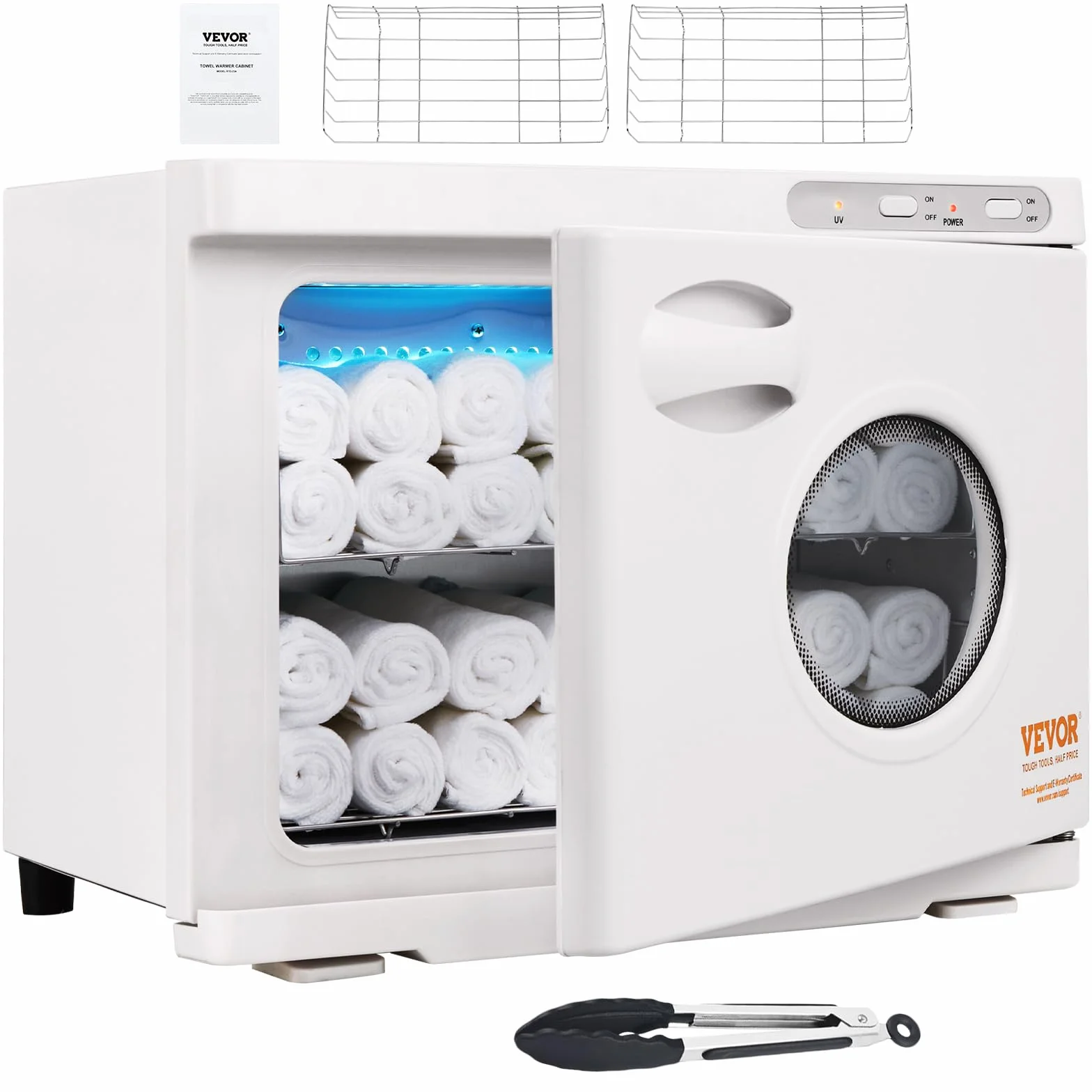 VEVOR Scaldasalviette Armadietto Sterilizzatore 23L con Luce UV 2 Ripiani con Griglia in Acciaio Inox, Scaldasalviette Riscaldamento per Asciugamani Armadietto da Spa Salone di Bellezza Bagno Hotel
