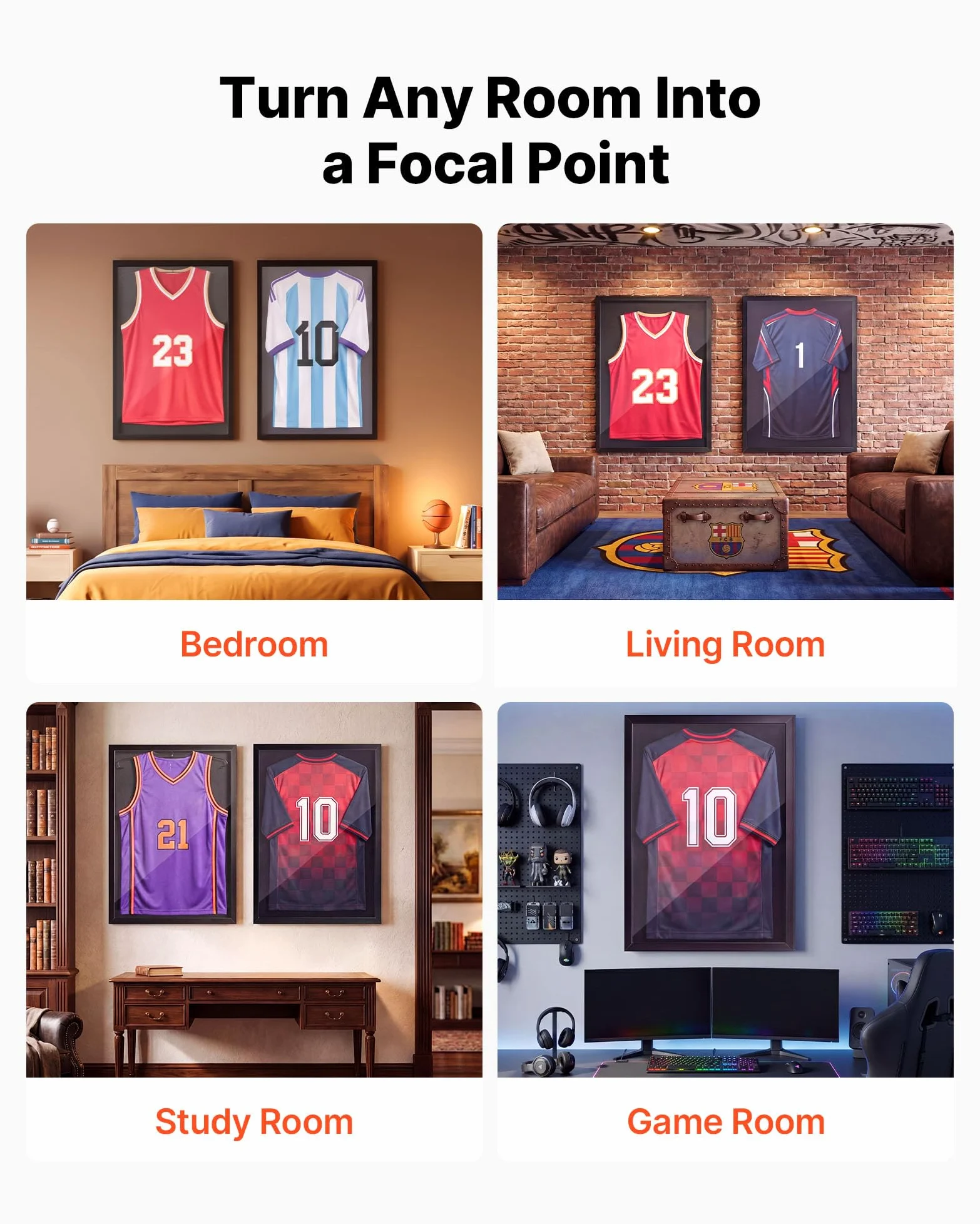 VEVOR Cornice per Maglia da Calcio, Cornice 2 pz per Maglie Sportive in Legno Pannello in PC Trasparente Protezione UV, Espositore per Maglie da Baseball Basket Calcio, 590 x 795 mm Collezionismo