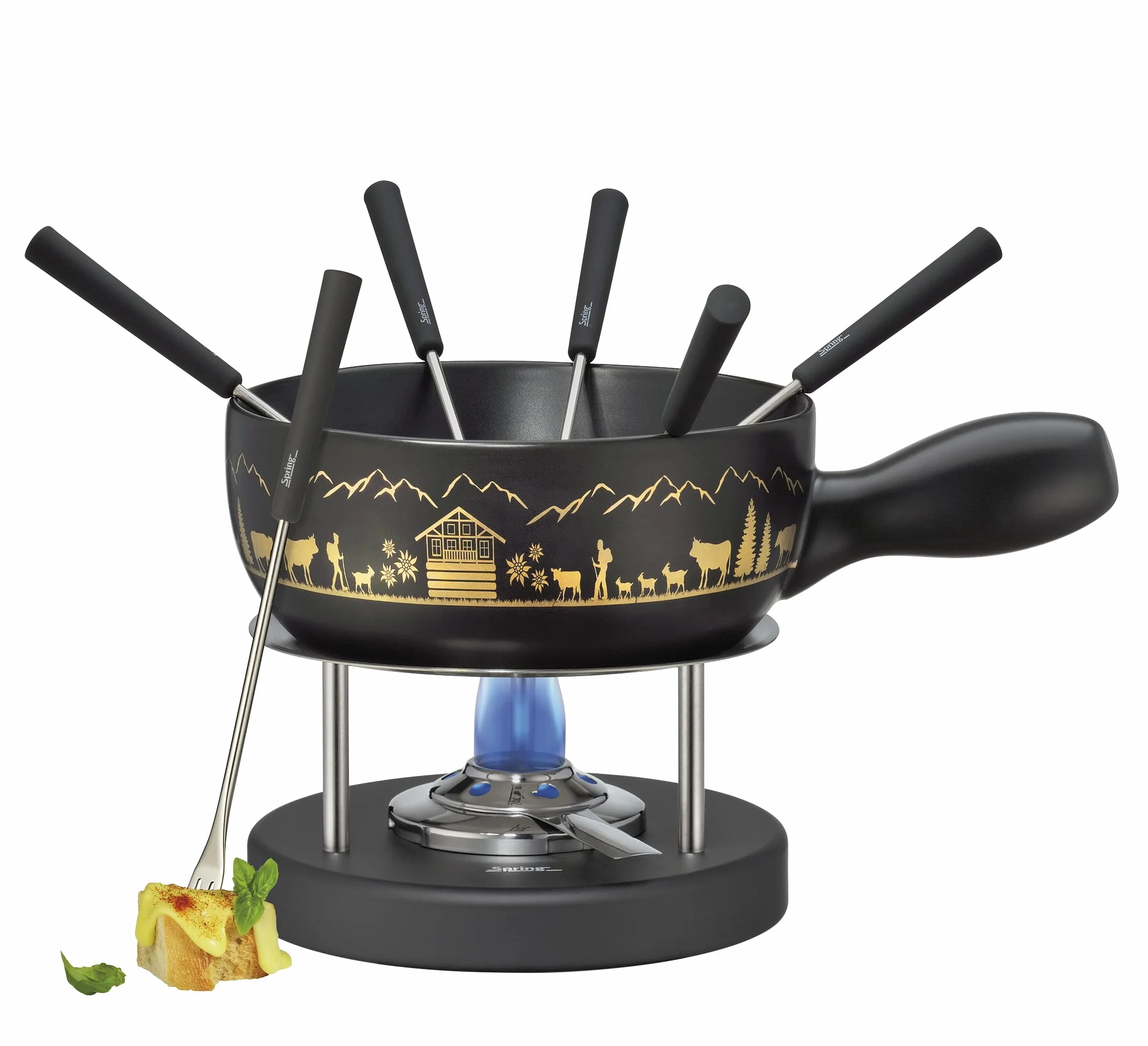 Spring Formaggio -Fondue-KP2896225024 - Fonduta per formaggio, 22 cm, colore: Nero/Oro