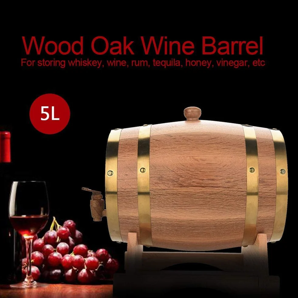 Ejoyous Botte di Legno di Rovere Personalizzata con Incisione del Nome, Idea Regalo di Compleanno, per Whisky o Vino, 5L