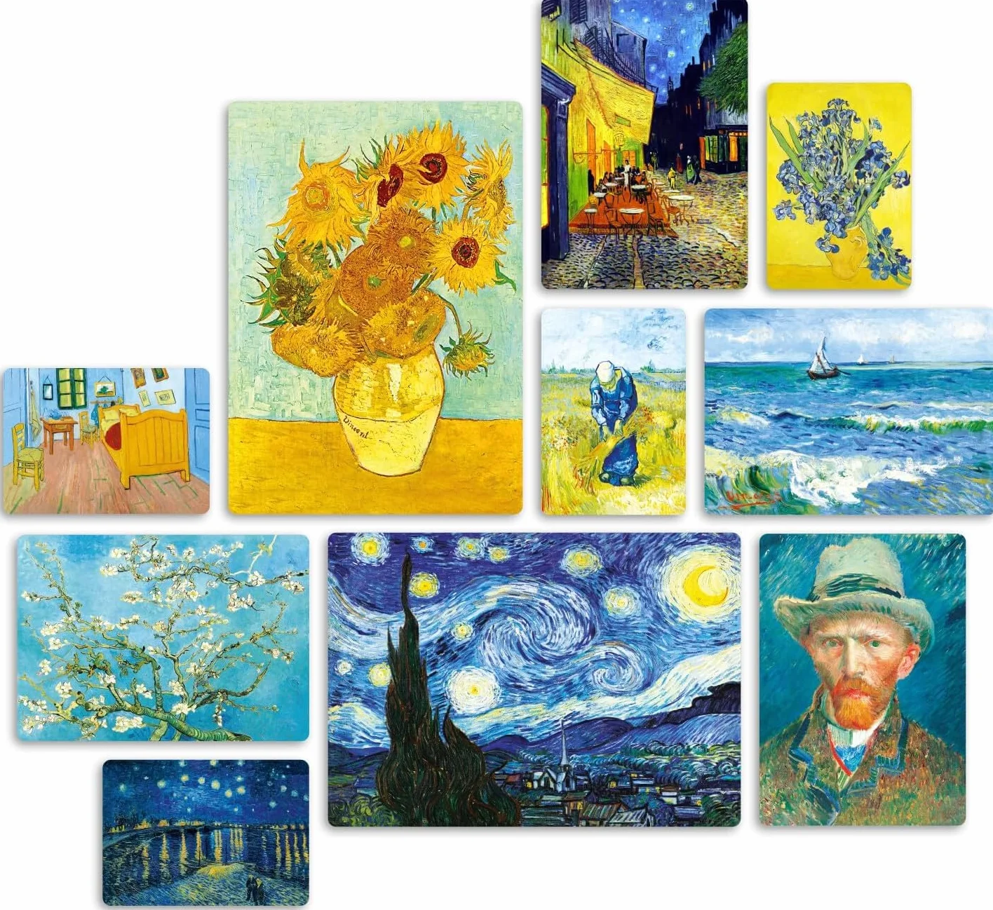 Giallobus Set 10 Quadri Multi Pannello Vincent Van Gogh Legno MDF 42x29,7cm 29,7x21cm 21x14,85cm Pronti da Appendere