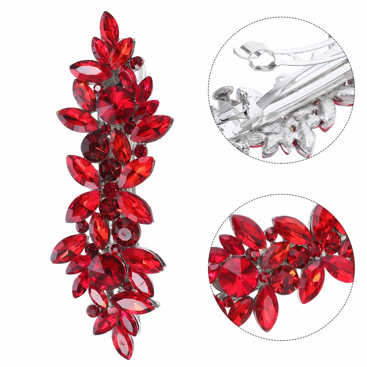 Fermagli Per Capelli di Strass Cristallo Rosso Gioielli per Damigelle d'Onore Matrimonio