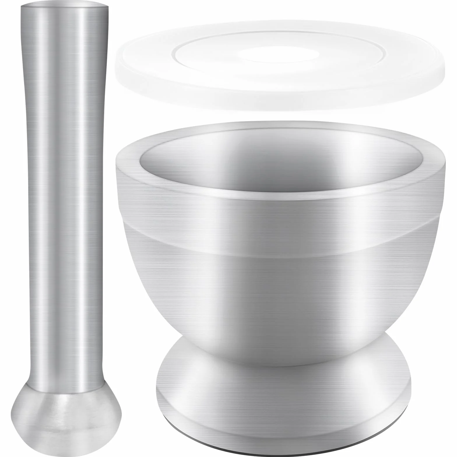 Xpieoyrm Mortaio con Pestello, Acciaio Inossidabile Mortaio e pestello ciotola per smerigliatrice con Coperchio in Silicone, piccolo mortaio da cucina con pestello, Trita Spezie, Erbe, Guacamole