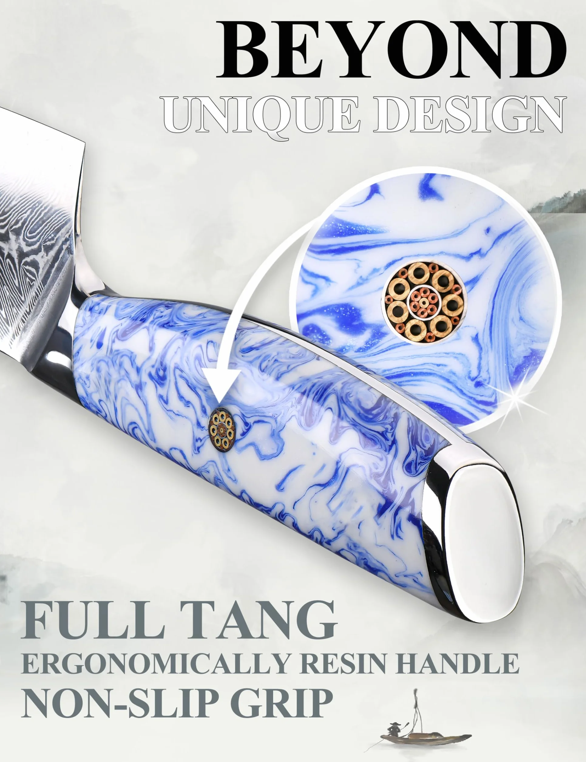 SHANGDAO Coltello per affettare Brisket 10 pollici Acciaio damasco forgiato VG 10 Codolo completo