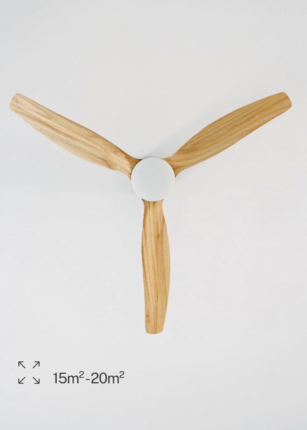 CREATE / WINDCALM LINE/Ventilatore da soffitto bianco con luce Wifi e telecomando, pale Legno chiaro linee verticali / 40W, Timer, Ø132 cm, 6 velocità, 3 temperature di luce, funzione estate-inverno