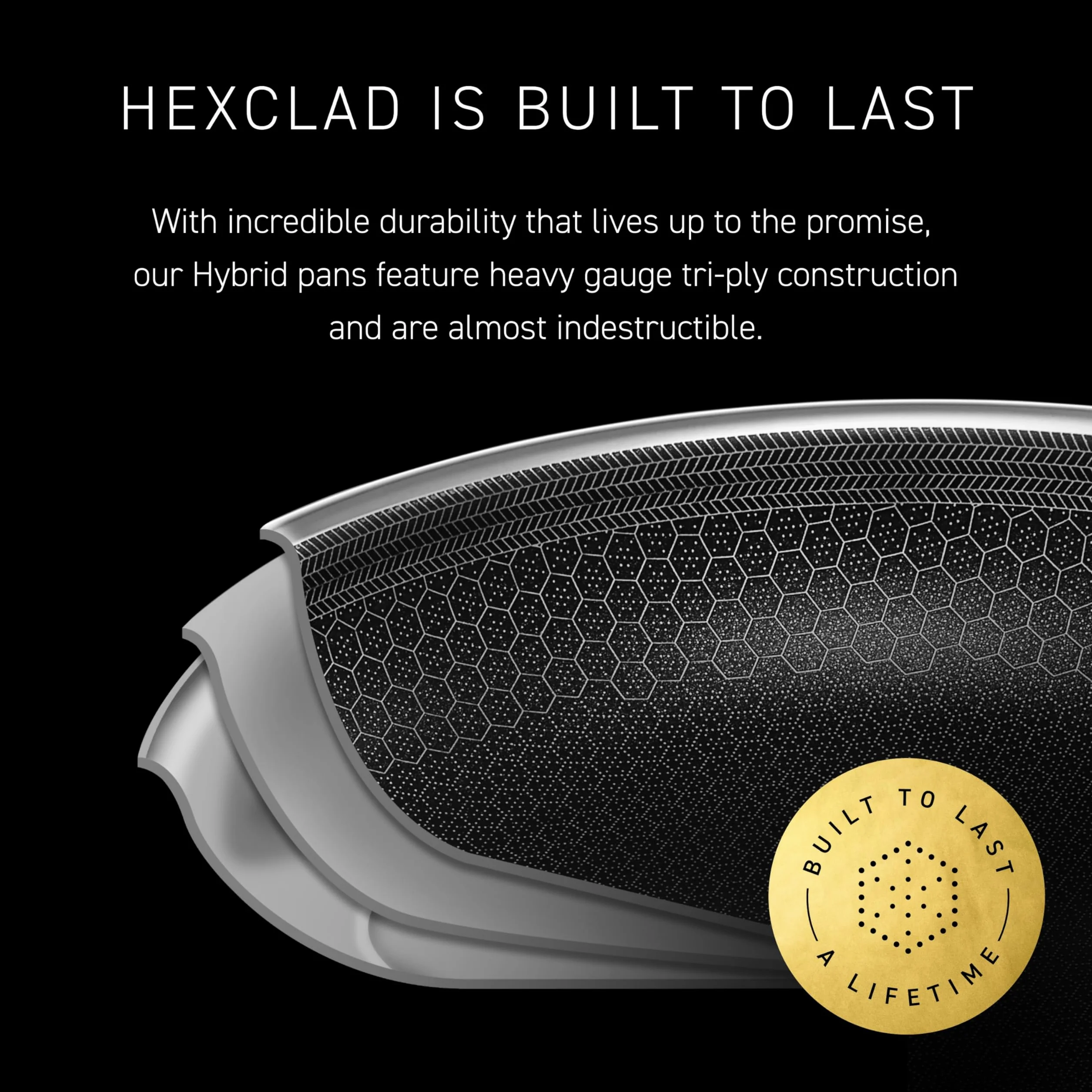 HexClad Padella antiaderente ibrida da 5,5 litri con coperchio, lavabile in lavastoviglie e utilizzabile in forno, compatibile con tutti i piani cottura