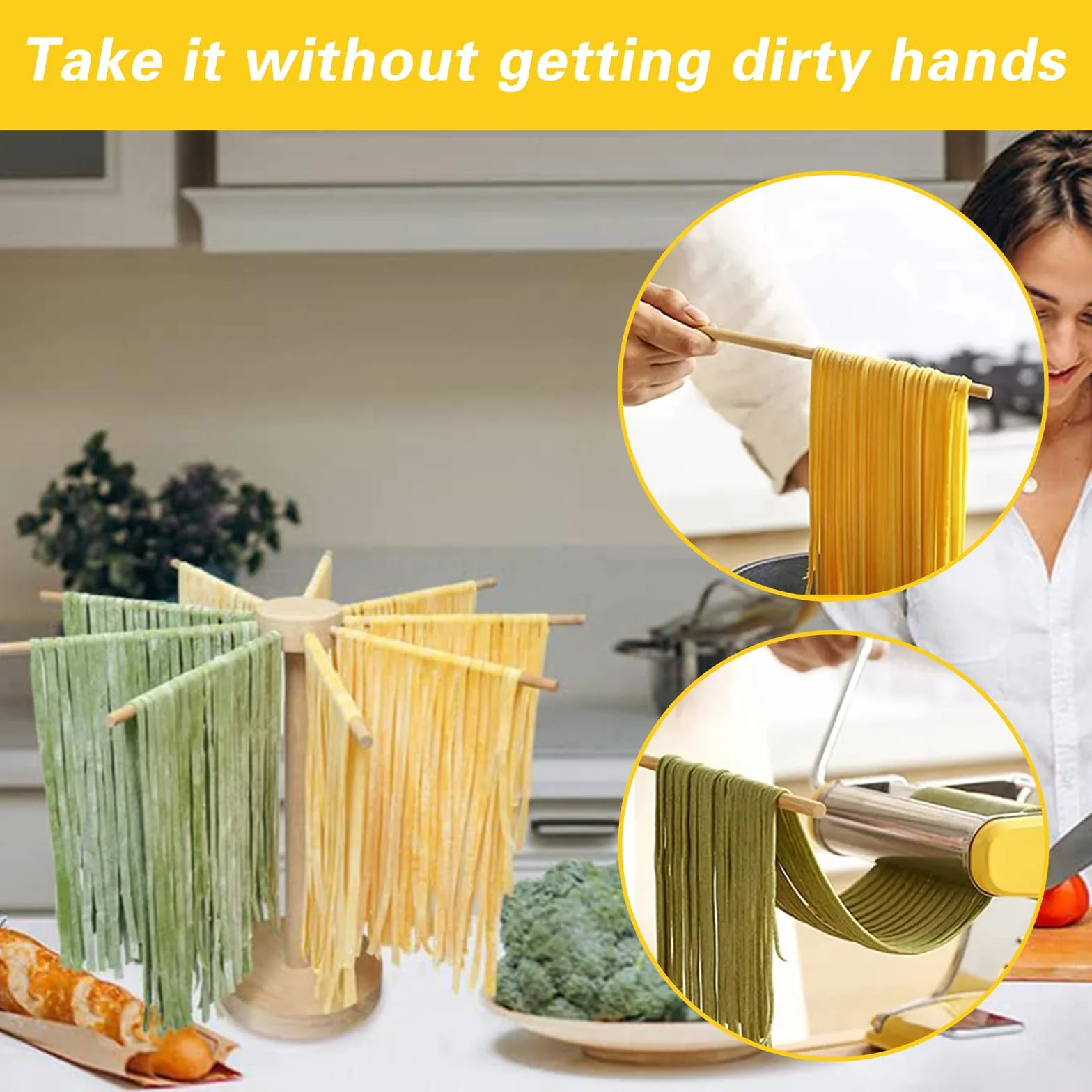 Essiccatore per Pasta Pieghevole Stendino per Pasta con essiccatore per Noodle Domestico da 9 Bar Noodle Rack Pieghevole Macchina per Pasta Attrezzi da Cucina