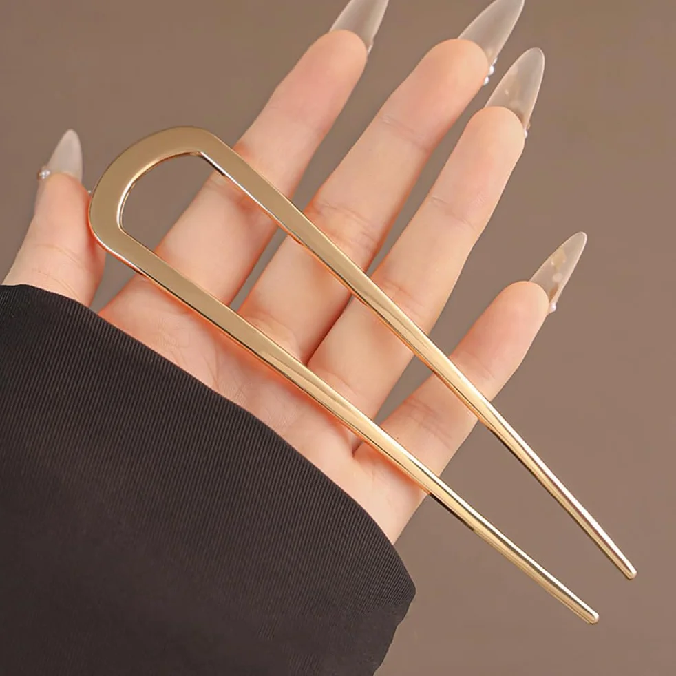 2 Confezioni di Fermagli Francesi in Metallo Dorato Grandi per Donna