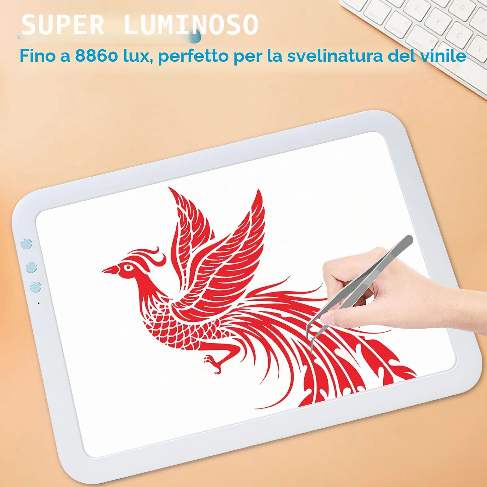 TOHETO A4 Super luminoso Ricaricabile Lavagna Luminosa per Disegnare Alimentato da batteria al litio 3500mAh per Weeding Vinyl Tool, Portatile Tracing Light Pad Board per Pittura Diamante