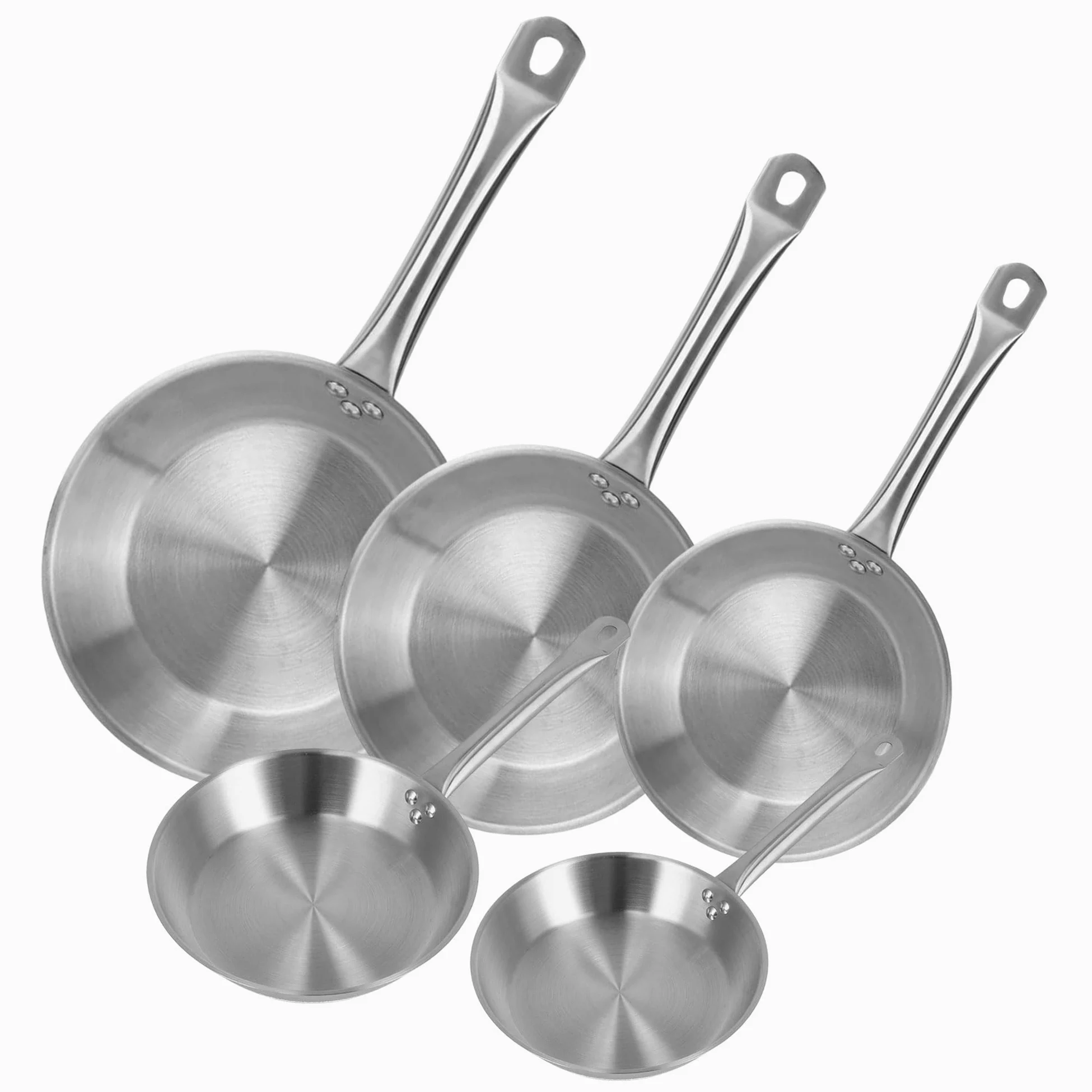 Well Home Set di 5 padelle Ø20Ø24Ø28Ø30Ø32cm in acciaio inox, adatte per induzione e senza antiaderente