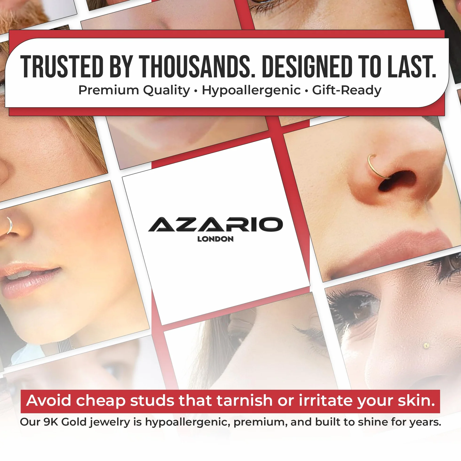 Perno del naso Piercing in Oro Bianco 9k con CZ Rotondo Forcone L Bend