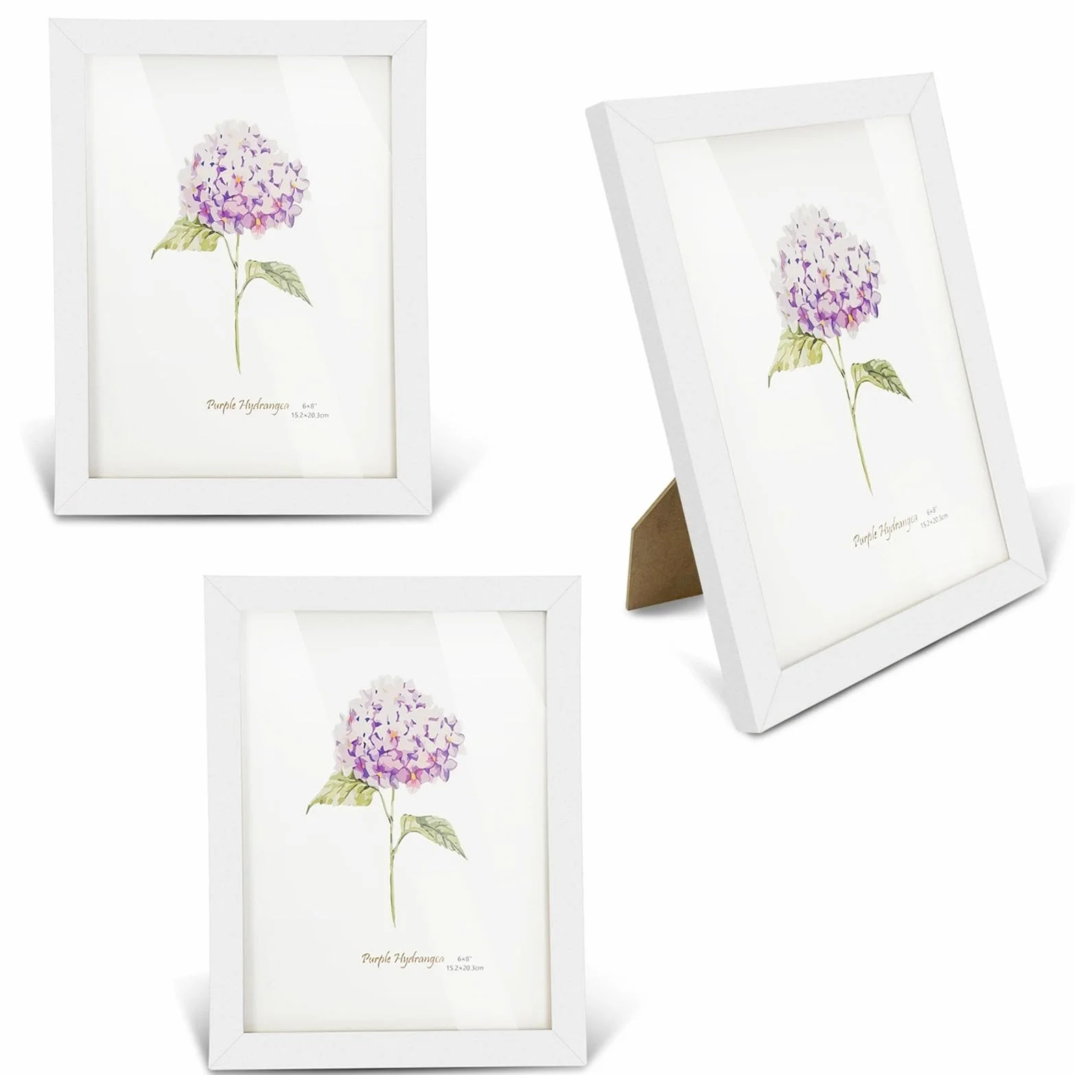 set da 3 Cornice portafoto, 15x20 cm in legno bianco, luminoso decorazione parete boho nordico, per foto ricordi poster facile da appendere o appoggiare, ideale per casa studio e ufficio