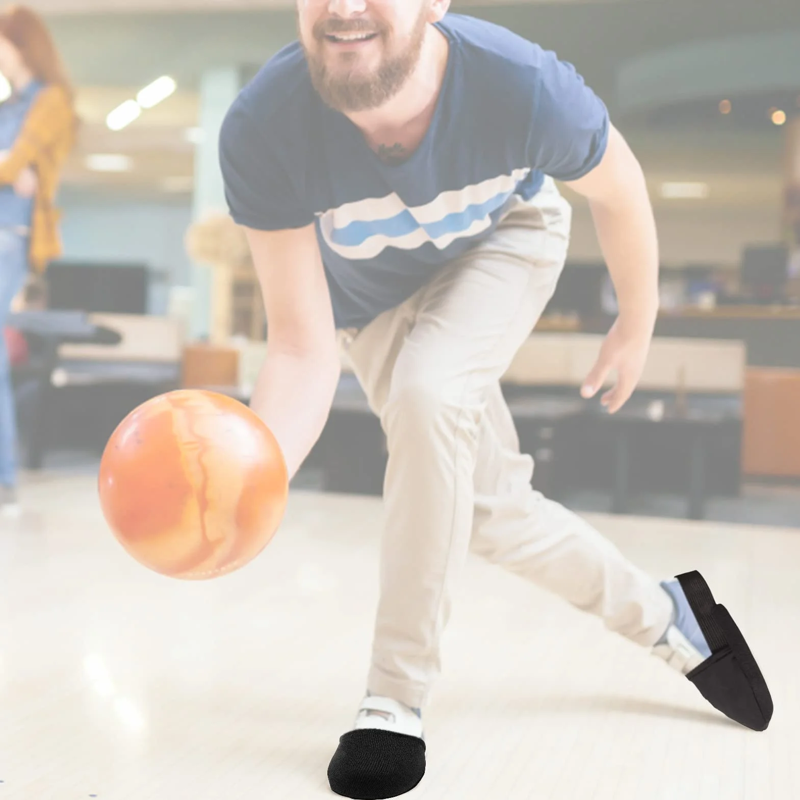 Scarpa da bowling copriscarpe antiscivolo con cordino elastico nera unisex