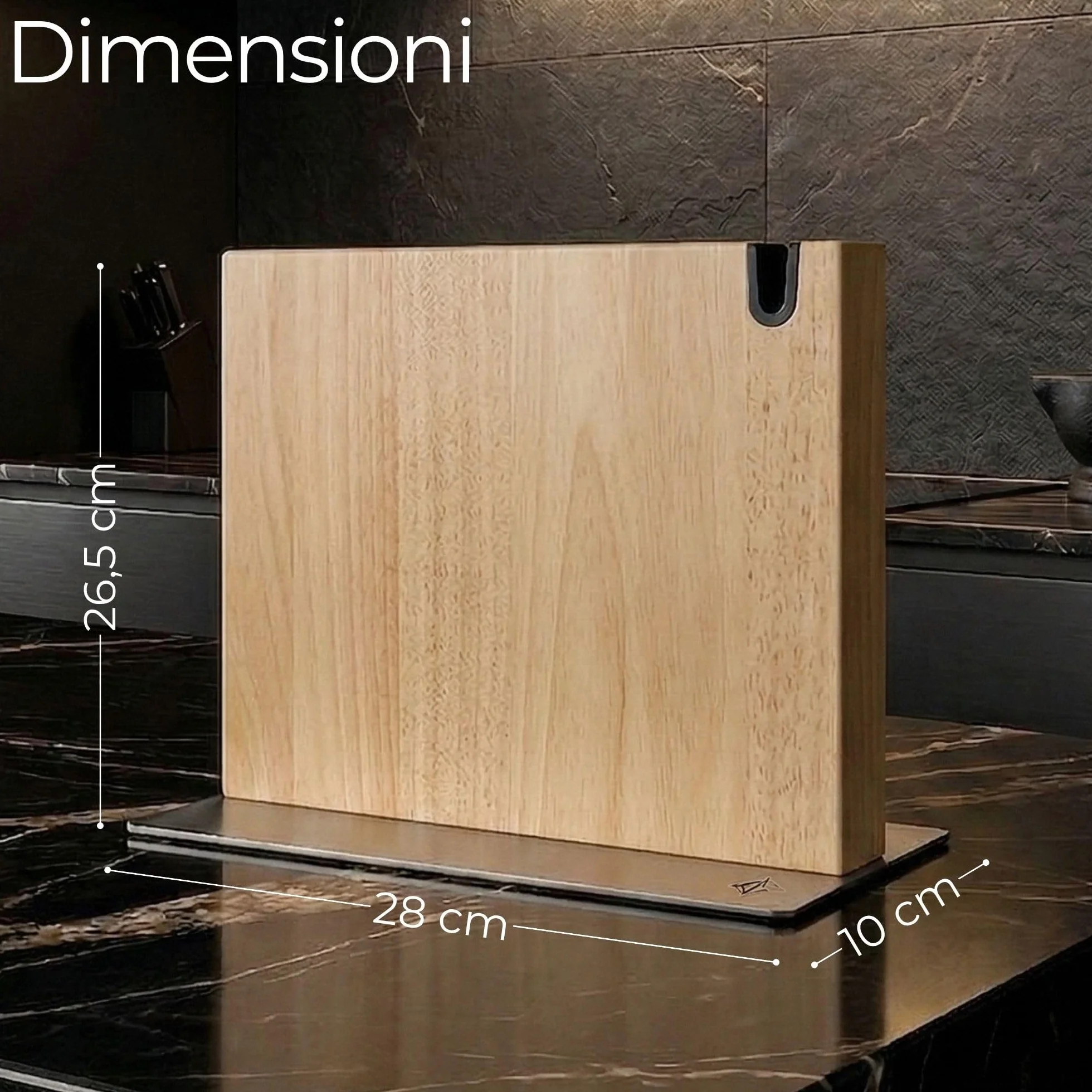 Magnetico Ceppo Coltelli da Cucina XL con Affilacoltelli Integrato, Legno Massiccio