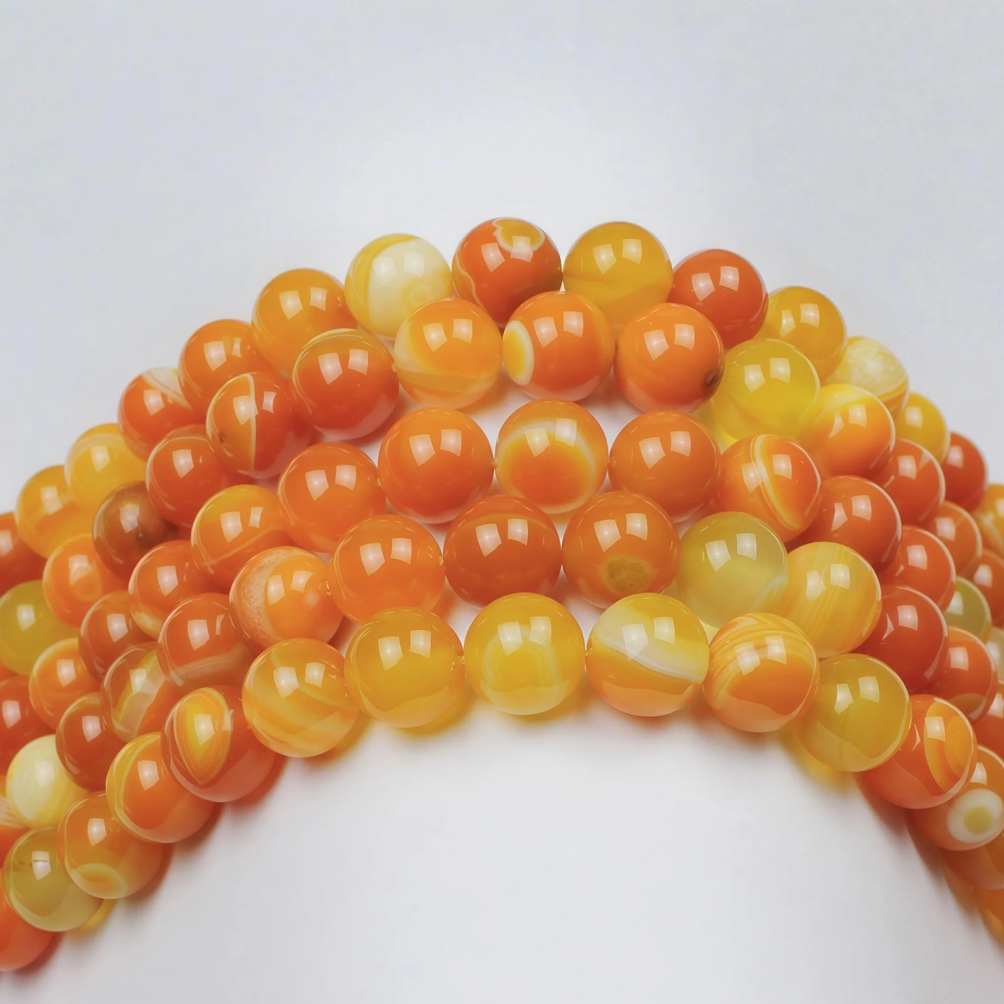 Perline di Pietra Naturale 8mm Agata Arancione Striata 43 pezzi per Creazione Braccialetti Collane Gioielli Fai Da Te