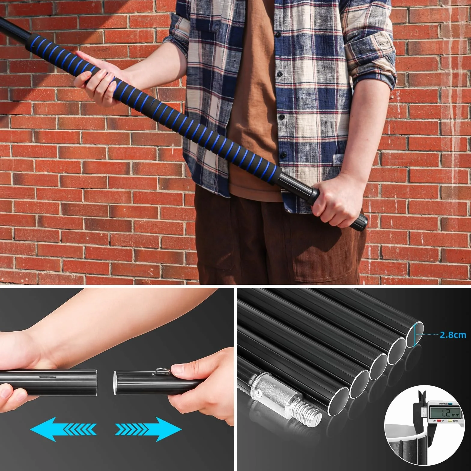 Kit pulizia pannelli fotovoltaici, 12 Metri pulitore regolabile in lunghezza per la Pulizia delle finestre, spazzola telescopica set per pannelli solari e finestre (12M)